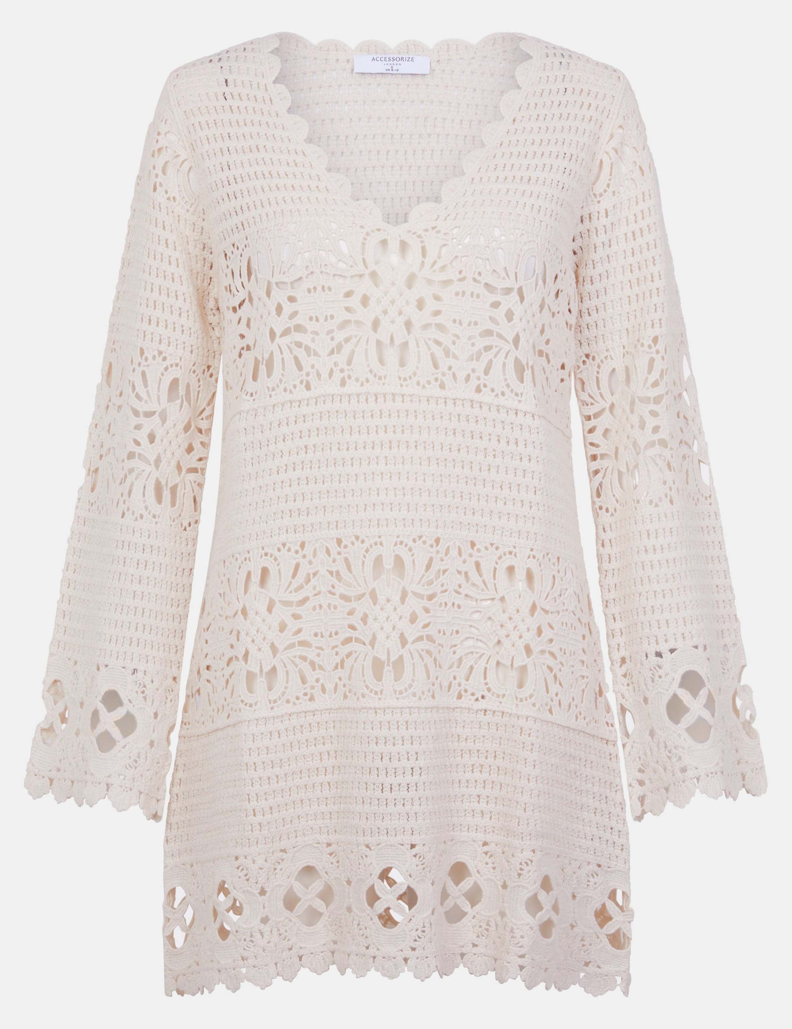 Pure Cotton Knitted V-Neck Mini Beach Dress 2 of 5