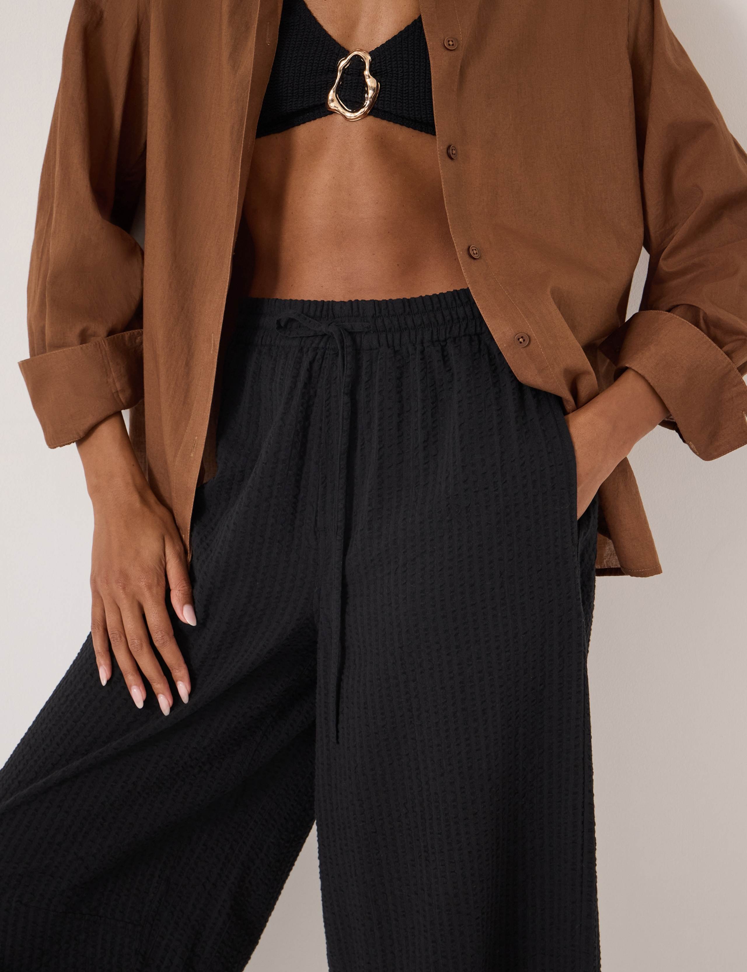 Pure Cotton Barrel Leg Cropped Trousers 4 of 5