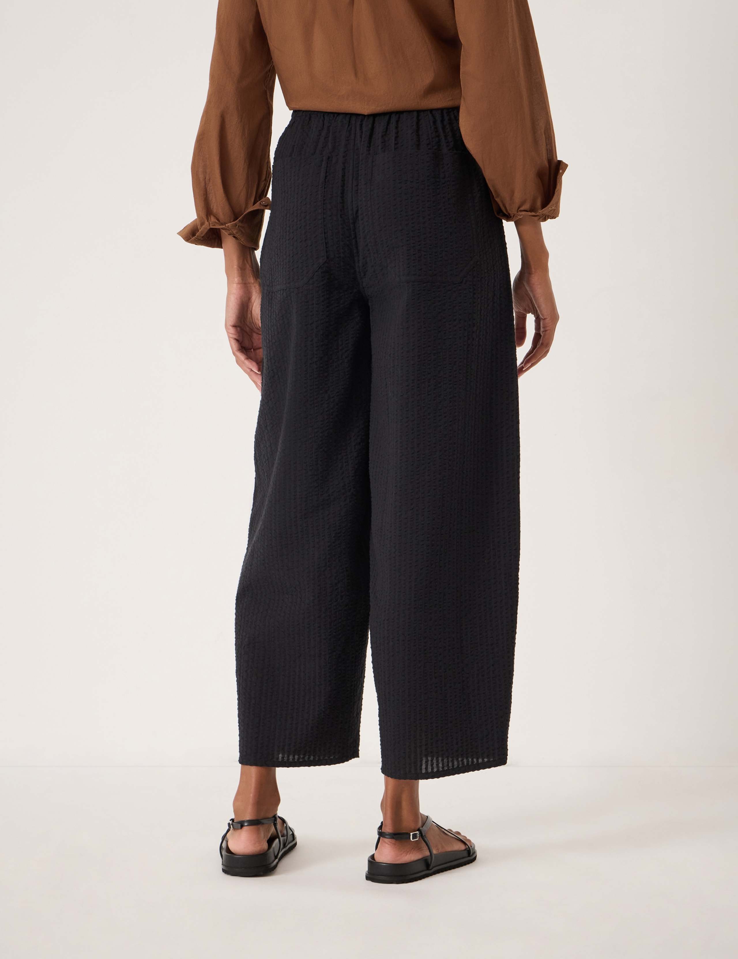 Pure Cotton Barrel Leg Cropped Trousers 5 of 5