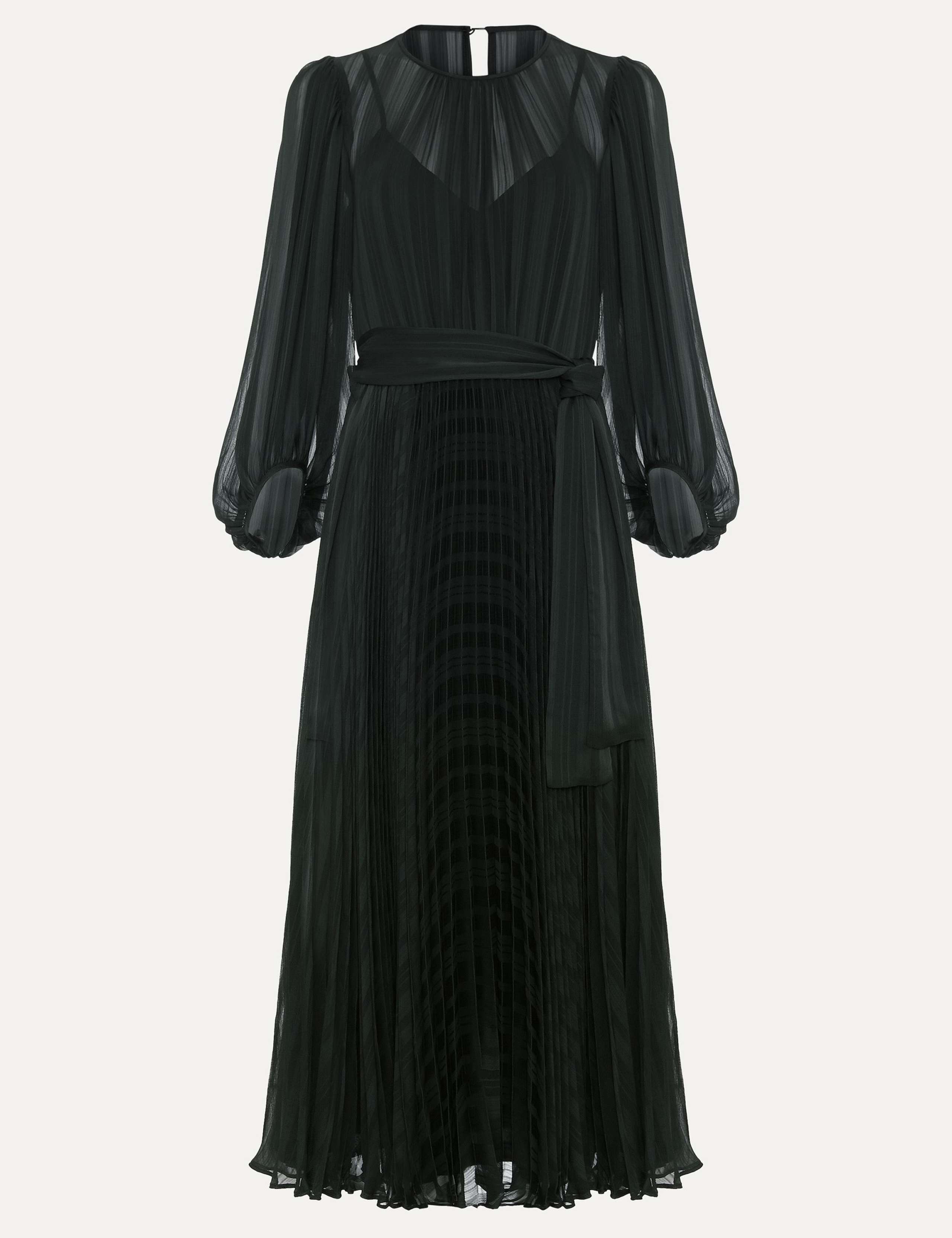 Sheer Plisse Pleated Midi Waisted Dress 2 of 8