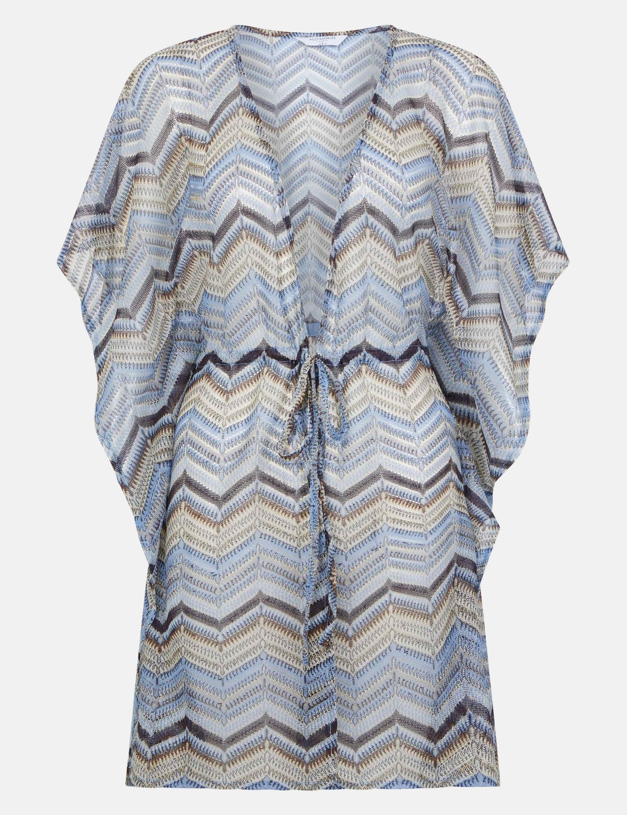 Striped V-Neck Tie Waist Mini Kaftan 2 of 4