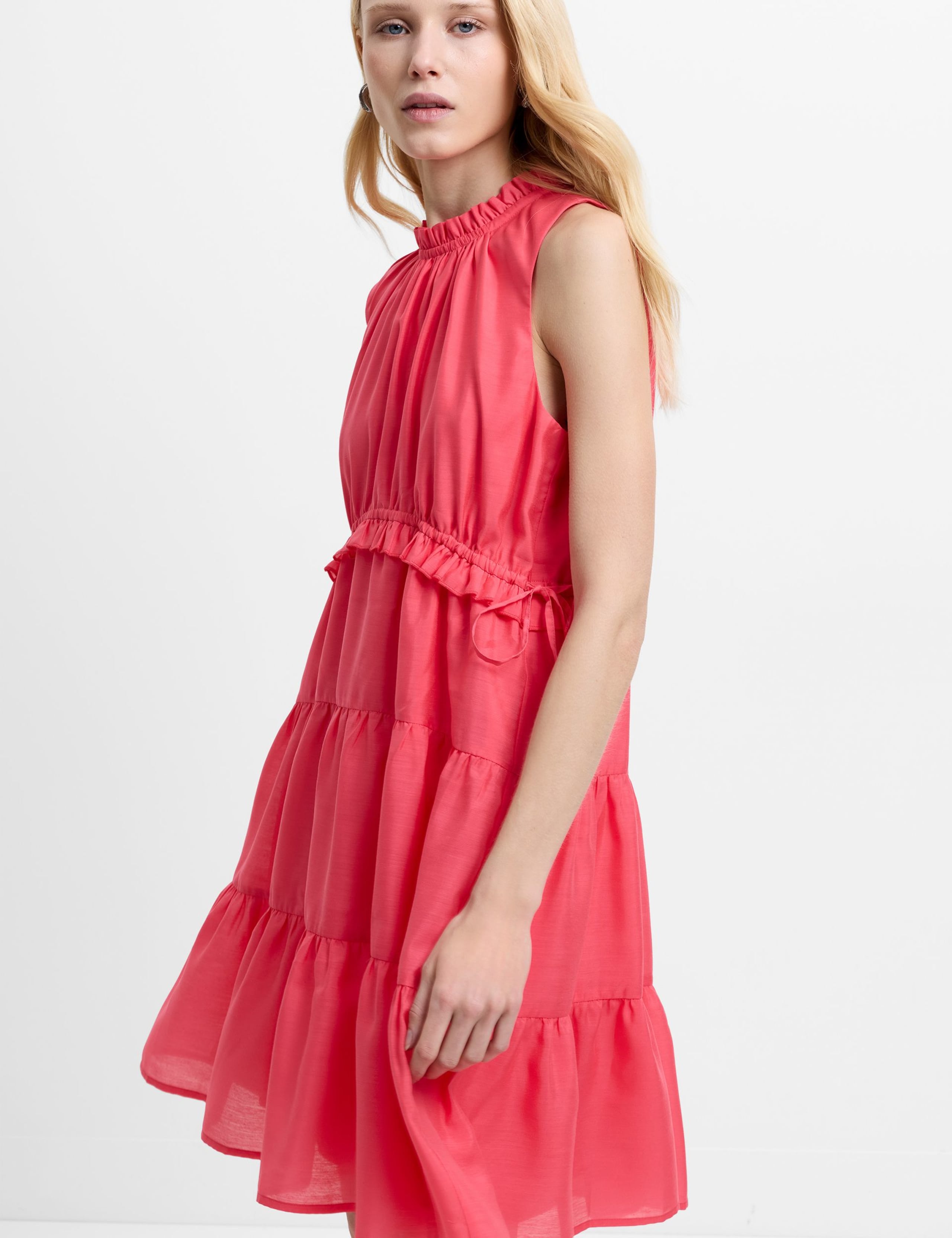 High Neck Ruffle Midi Tiered Dress 4 of 5