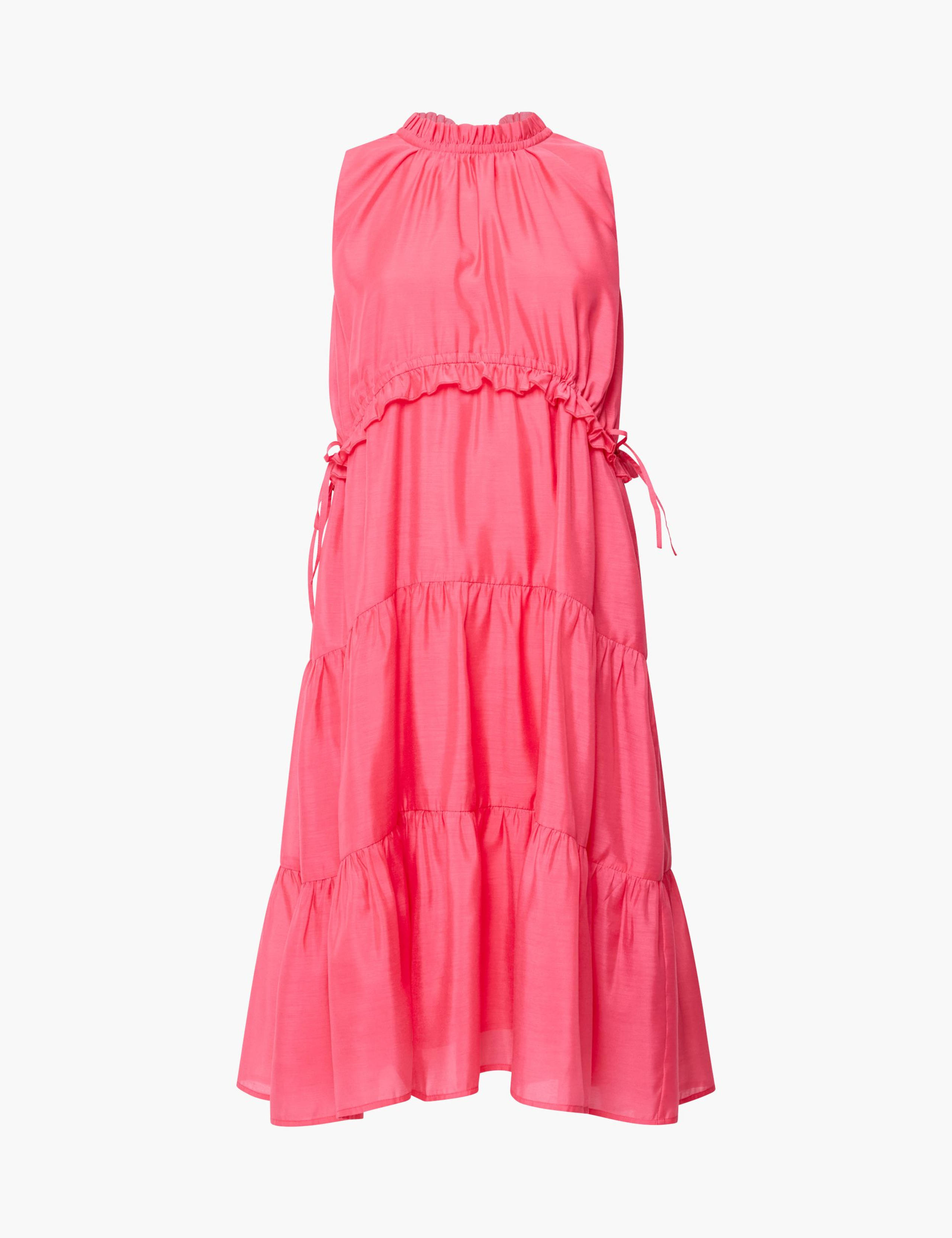 High Neck Ruffle Midi Tiered Dress 2 of 5