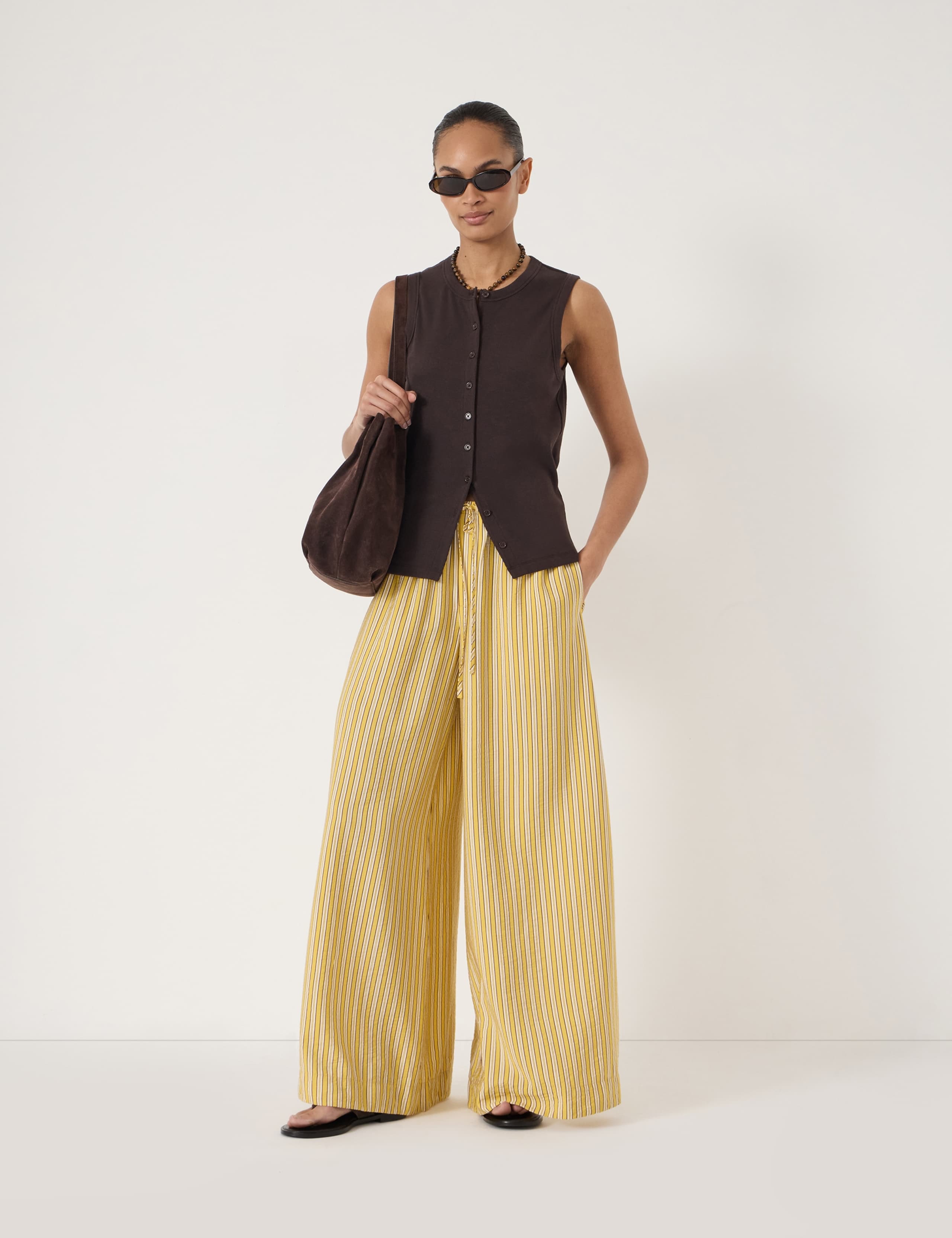 Striped Elasticated Waist Wide Leg Trousers 4 of 5