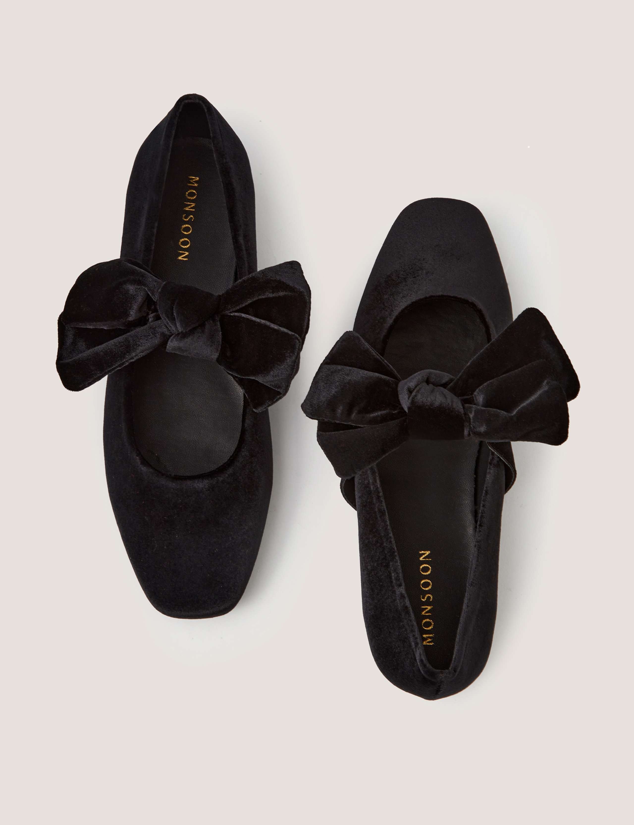 Velvet Bow Mary Jane Ballet Pumps 2 of 3