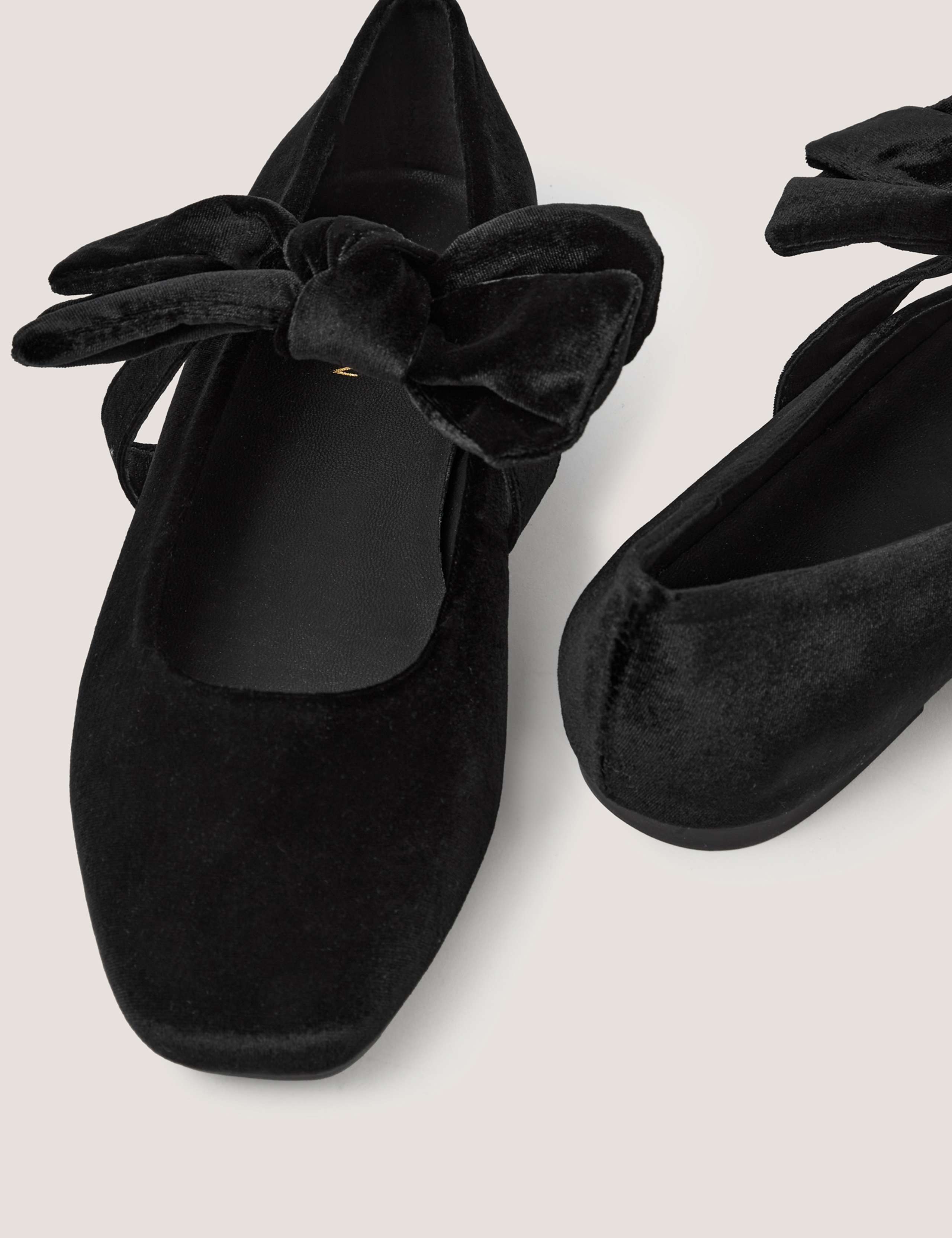 Velvet Bow Mary Jane Ballet Pumps 3 of 3