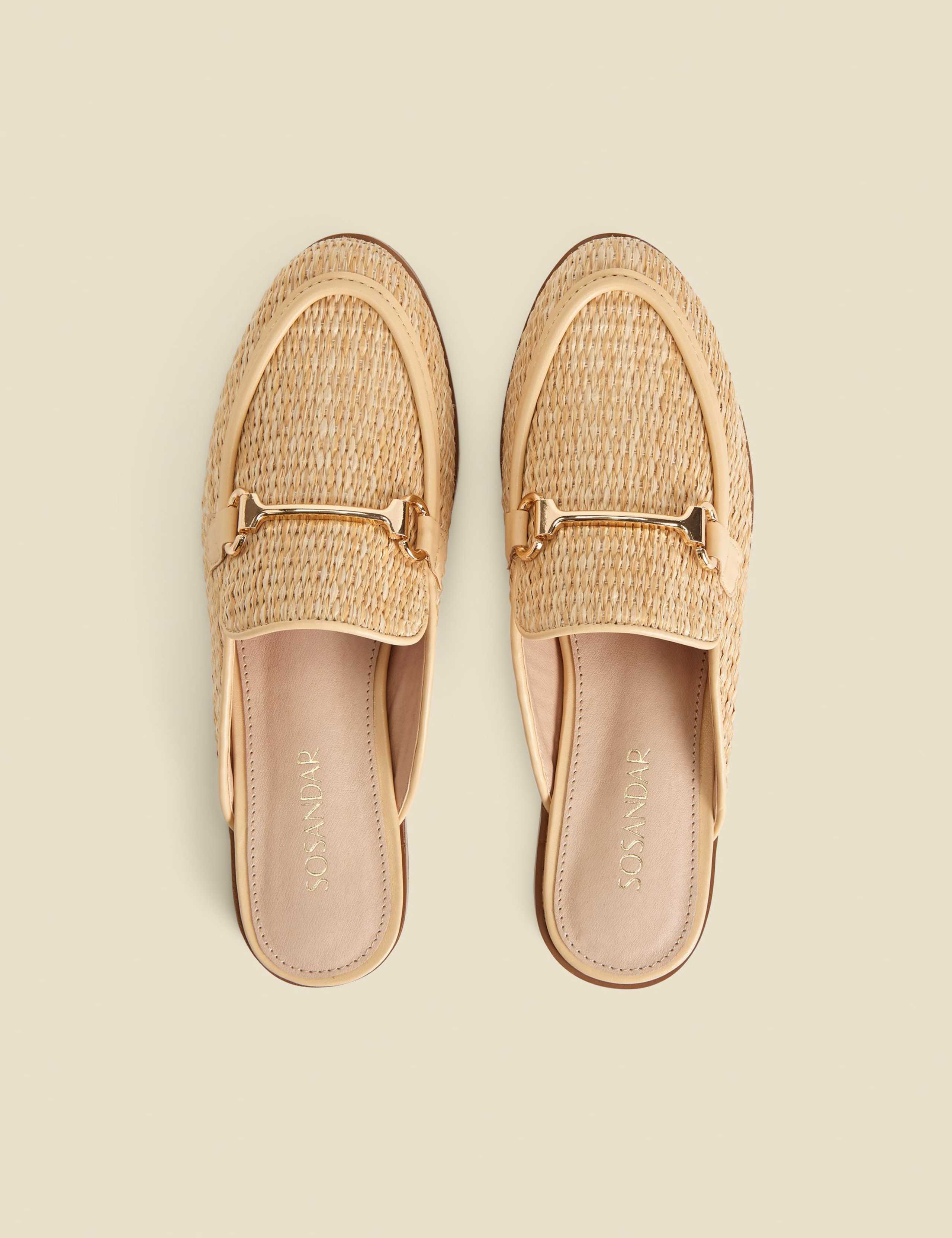 Raffia Bar Slip On Flat Mule Loafers 2 of 6