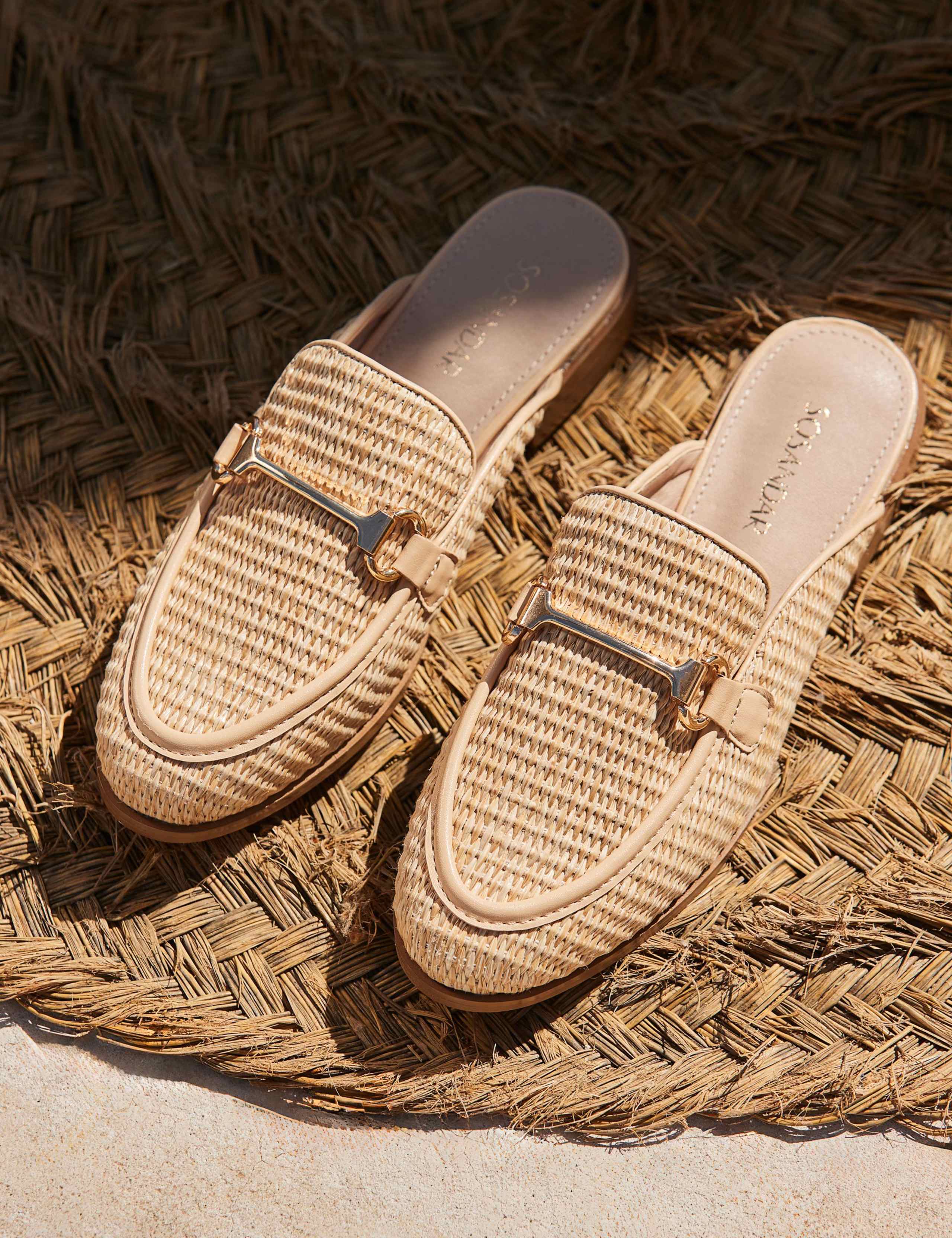 Raffia Bar Slip On Flat Mule Loafers 4 of 6