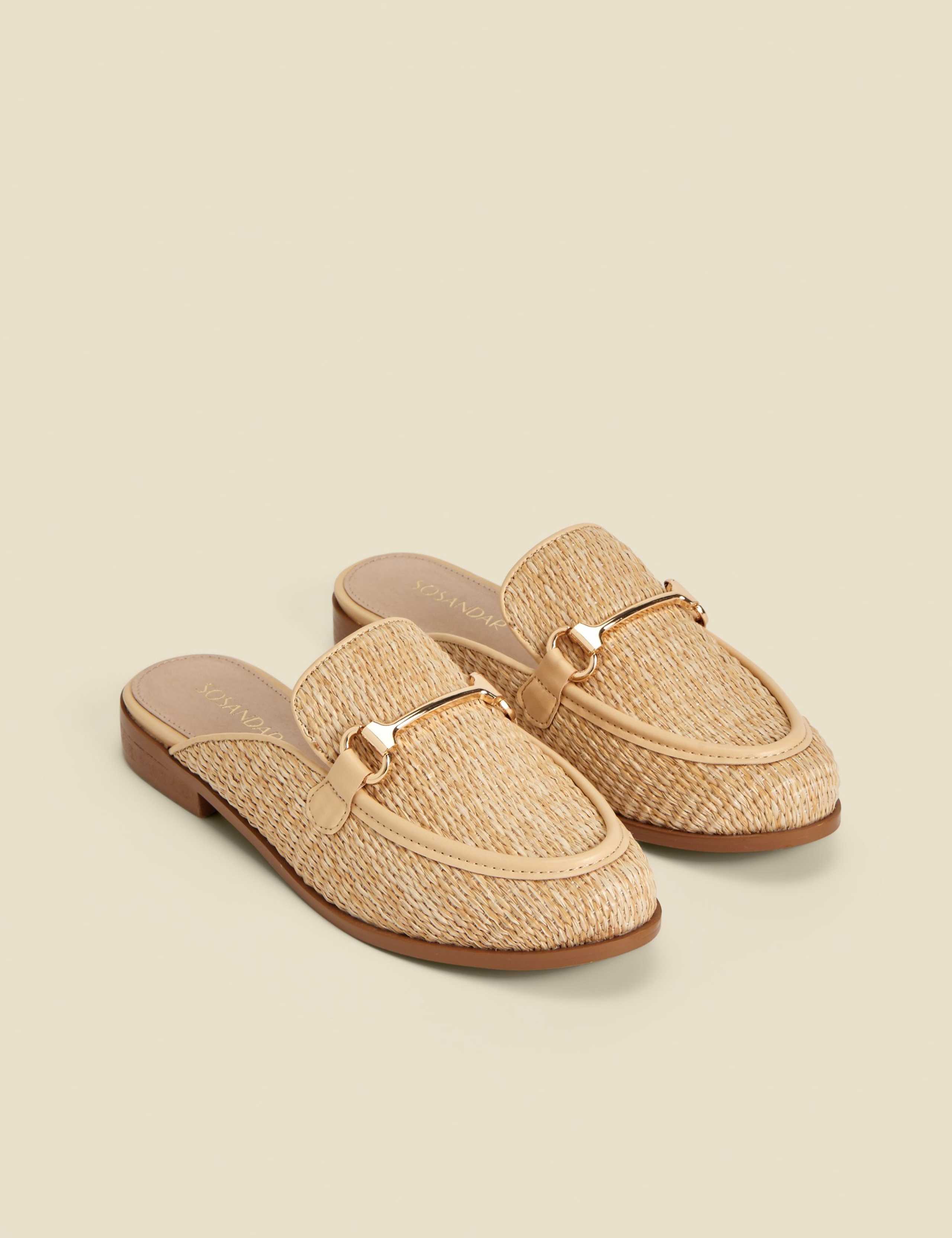 Raffia Bar Slip On Flat Mule Loafers 5 of 6
