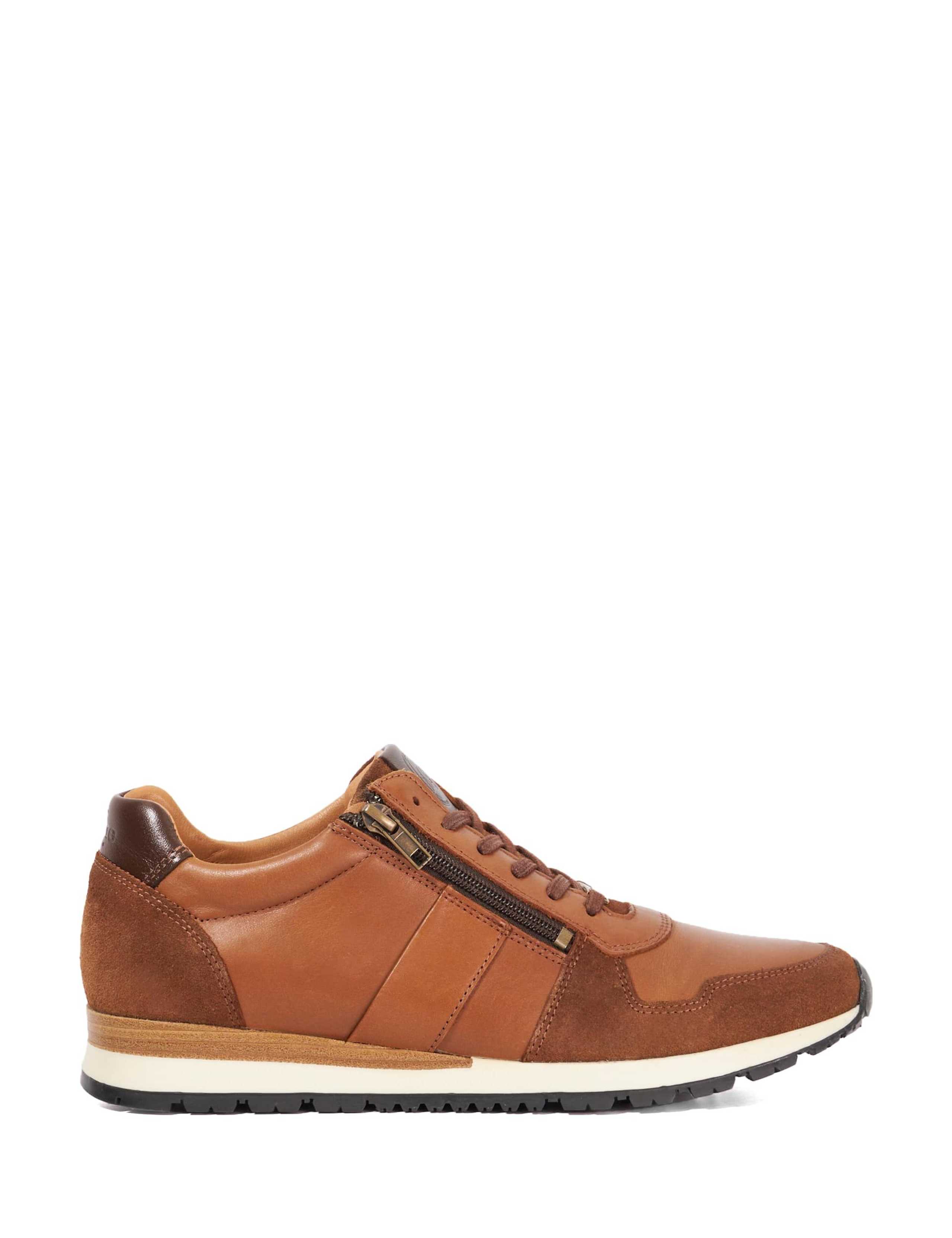 Leather Lace Up Side Zip Trainers 1 of 5