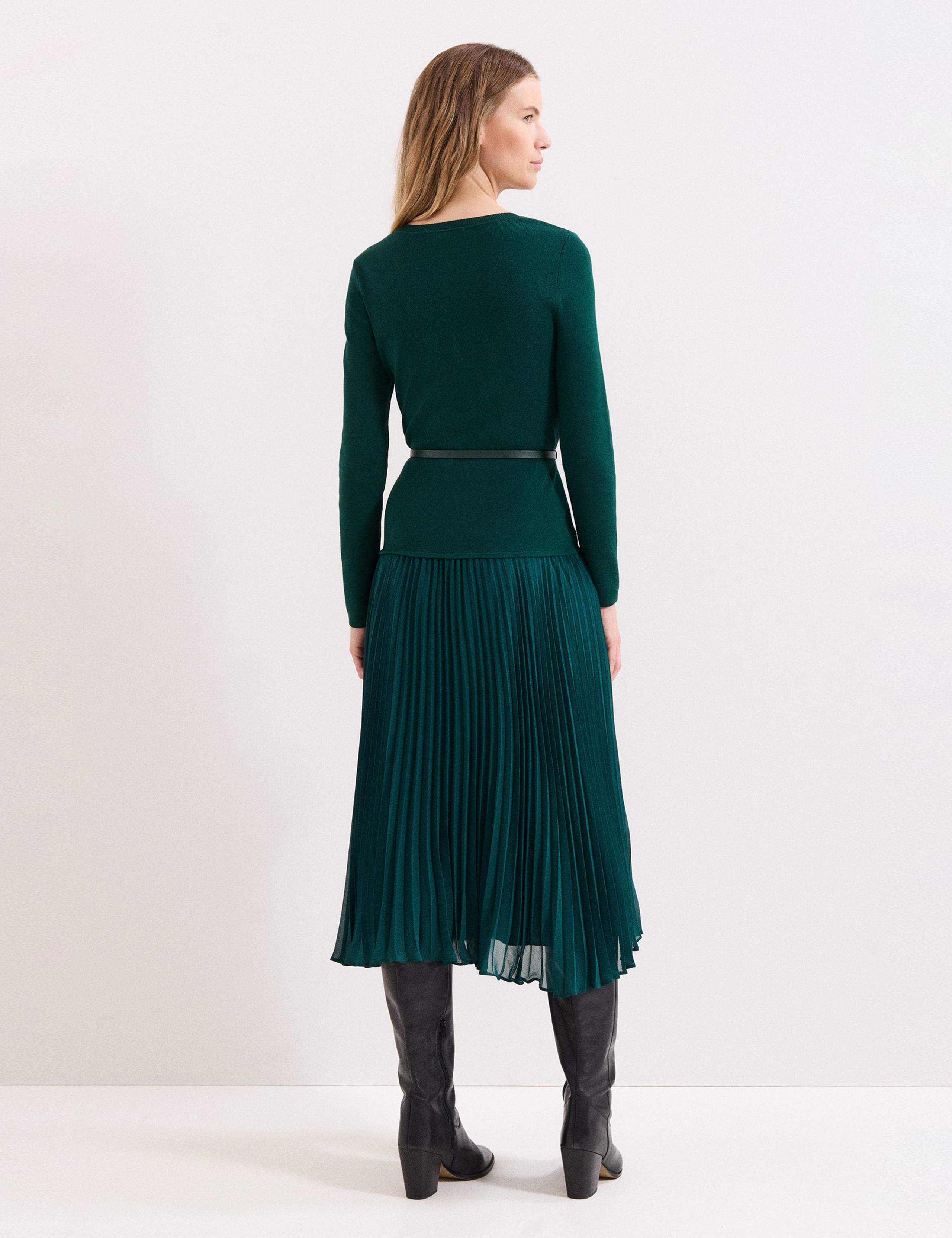 V-Neck Belted Midi Jumper Dress 5 of 8