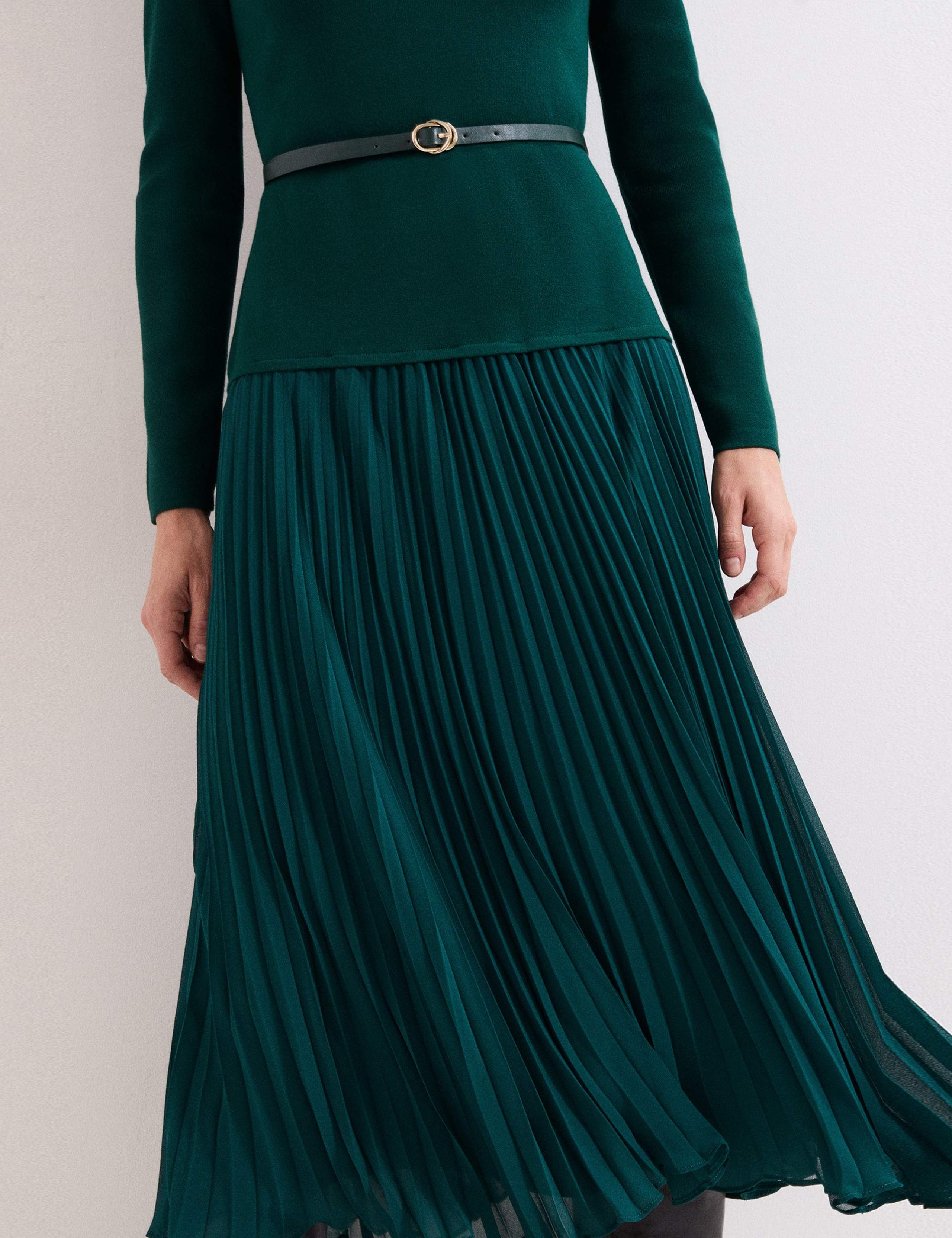 V-Neck Belted Midi Jumper Dress 7 of 8