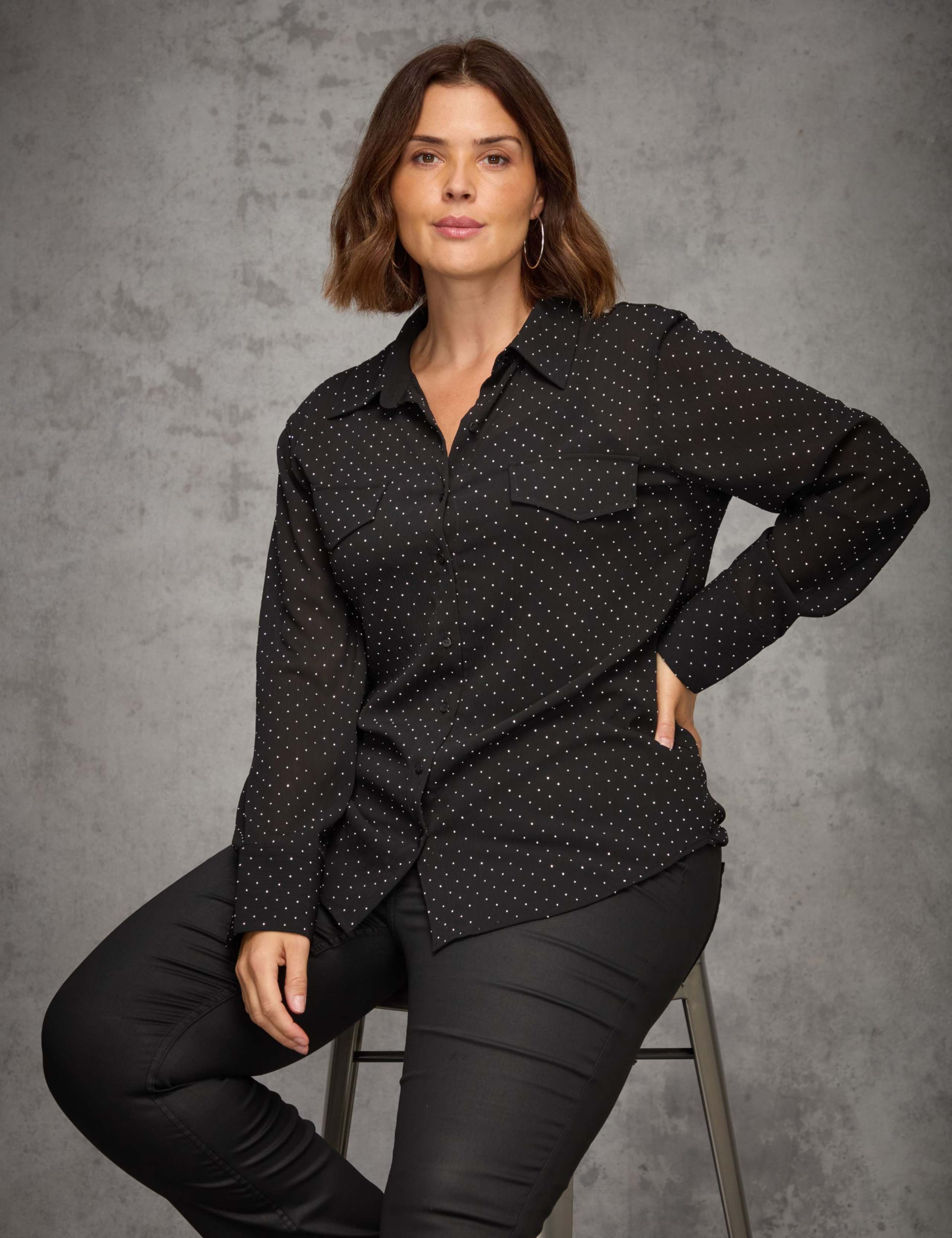 Sheer Embellished Button Through Shirt 1 of 3