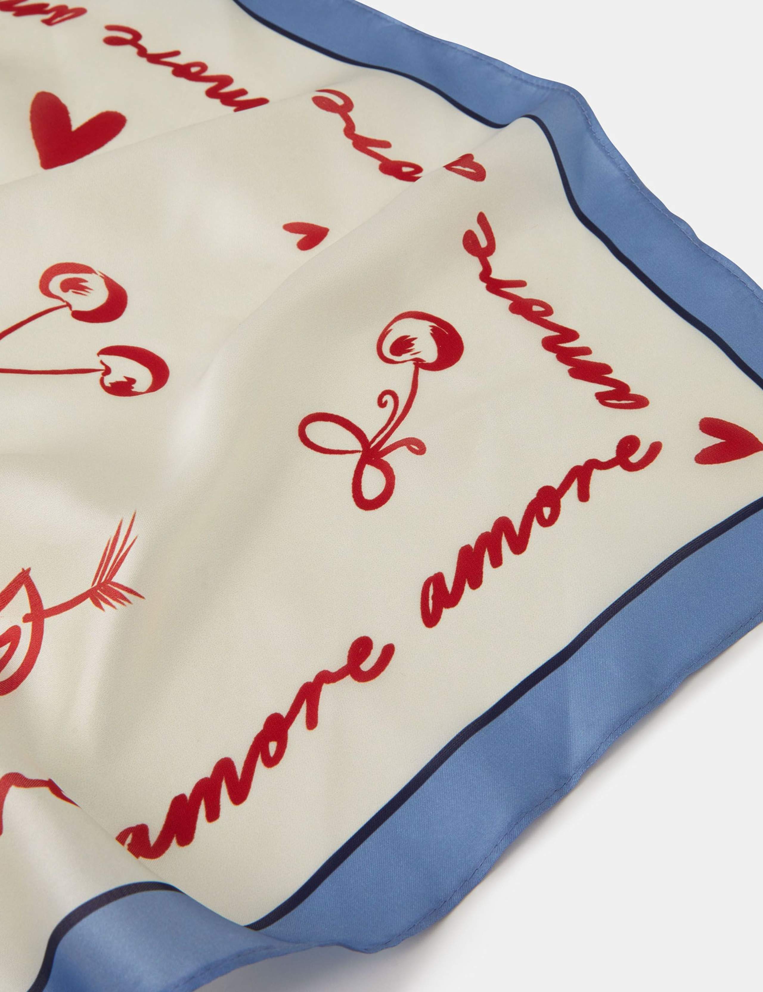 Satin Amore Slogan Square Scarf 2 of 2