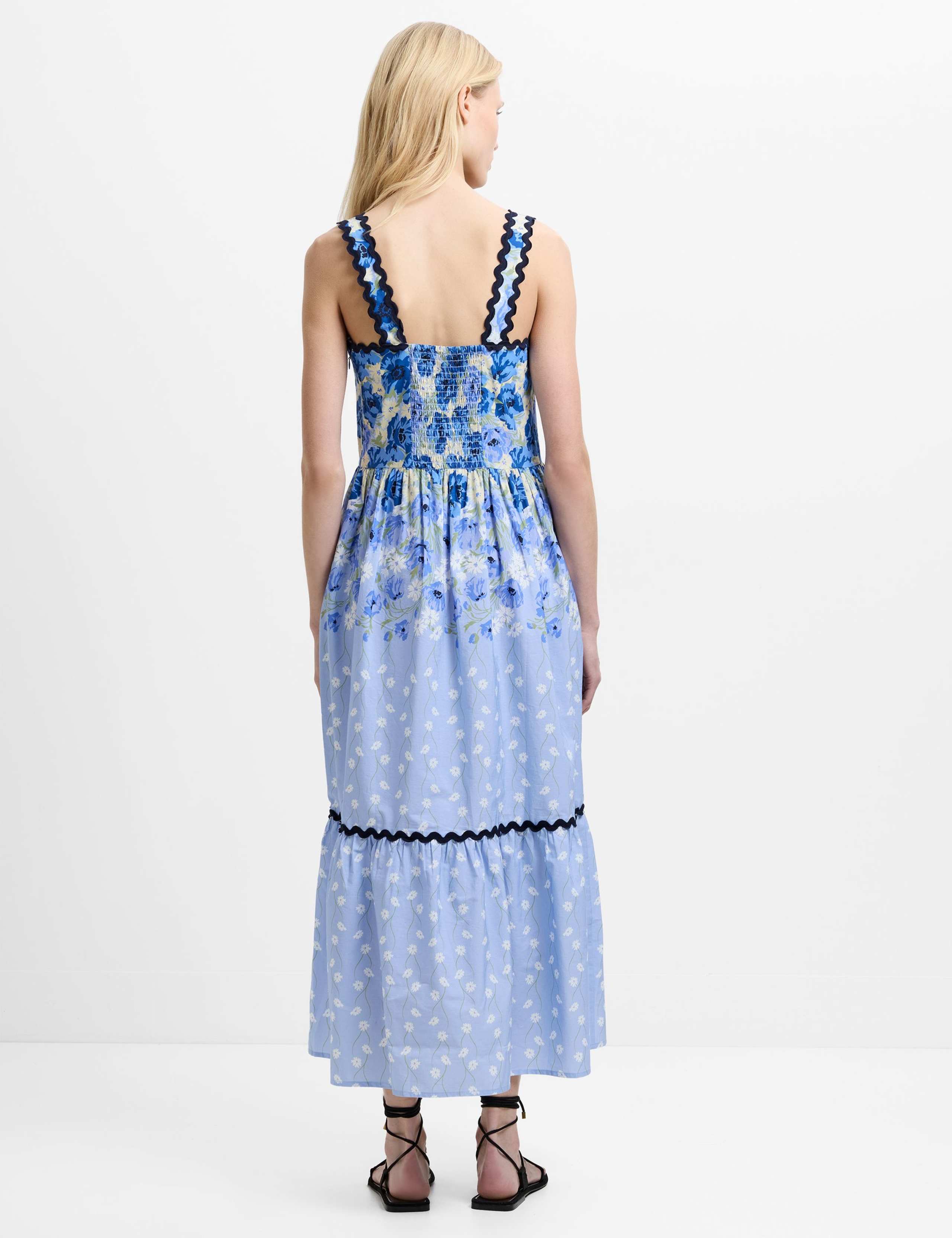 Pure Cotton Floral Square Neck Midaxi Dress 4 of 5