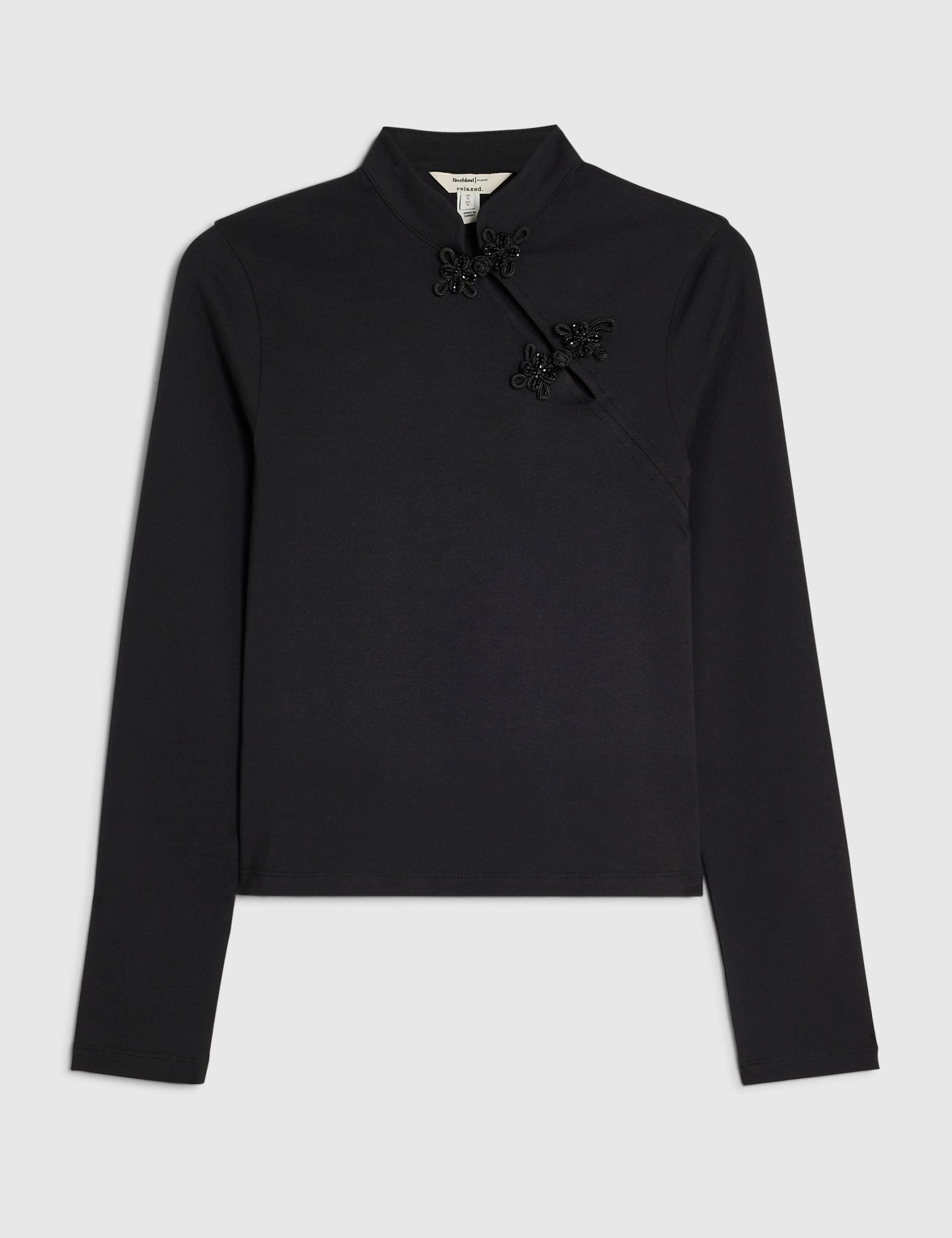 Cotton Rich Chinoiserie Sequin Roll Neck Top 2 of 6