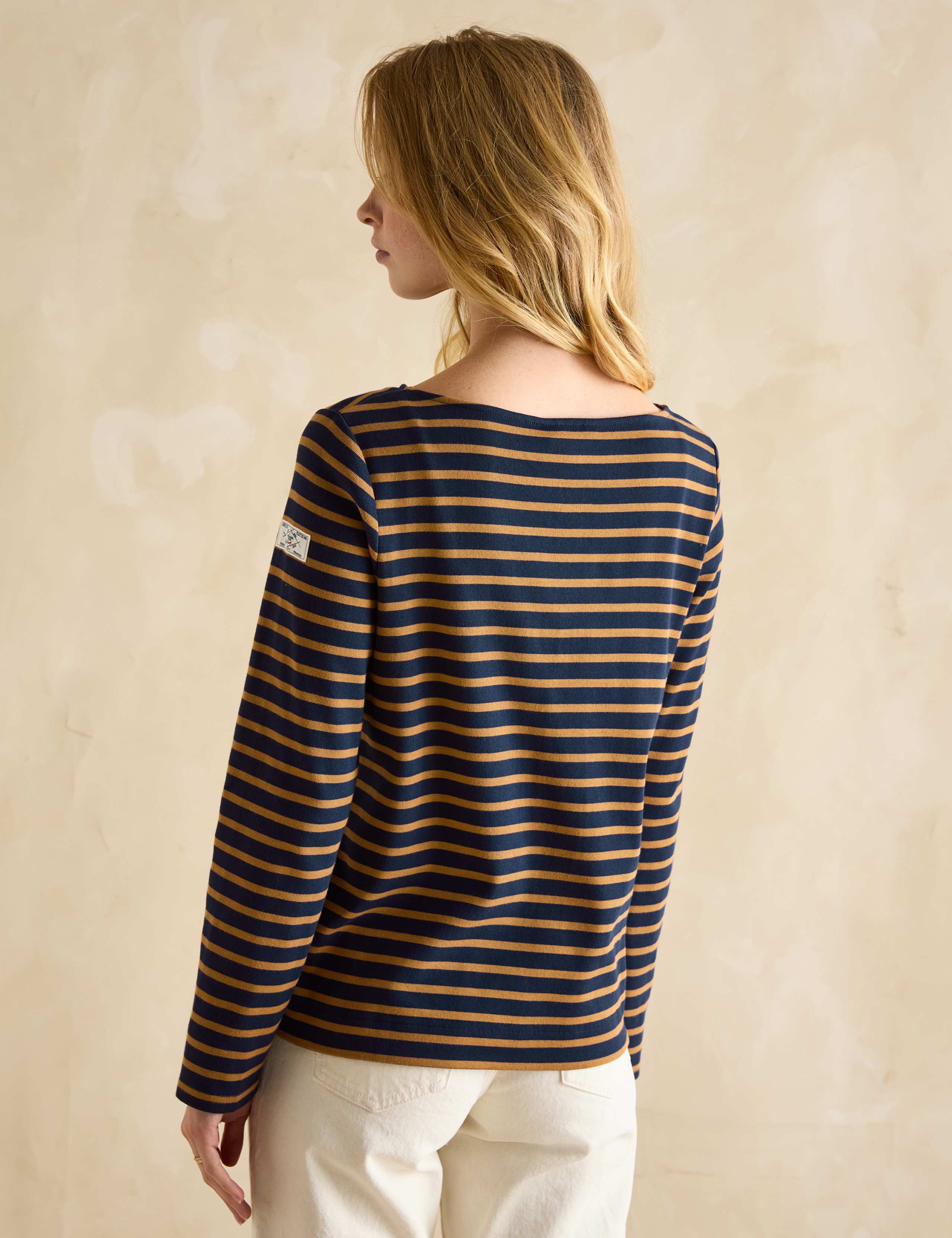 Pure Cotton Striped Slash Neck Top 3 of 5