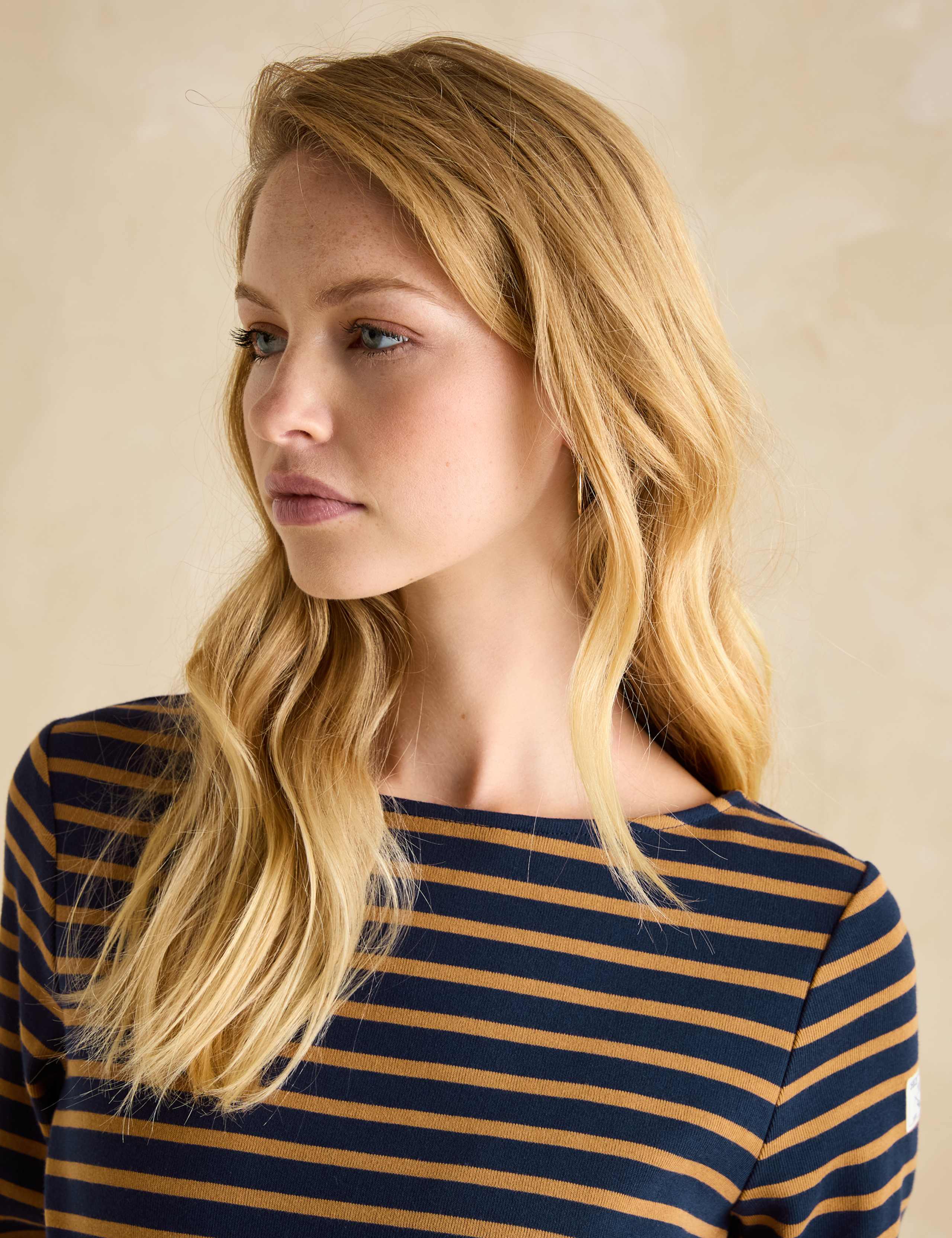 Pure Cotton Striped Slash Neck Top 4 of 5