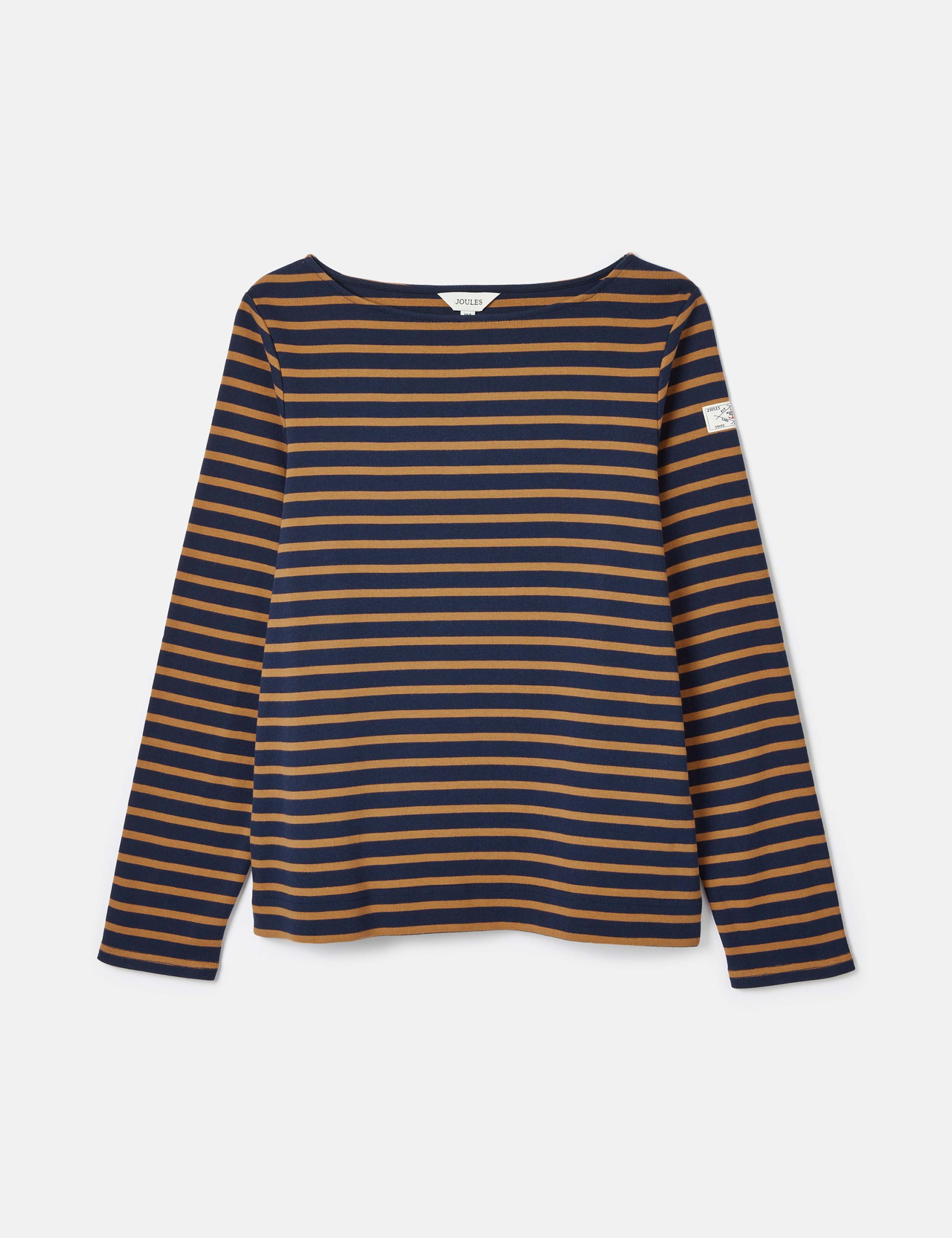 Pure Cotton Striped Slash Neck Top 2 of 5