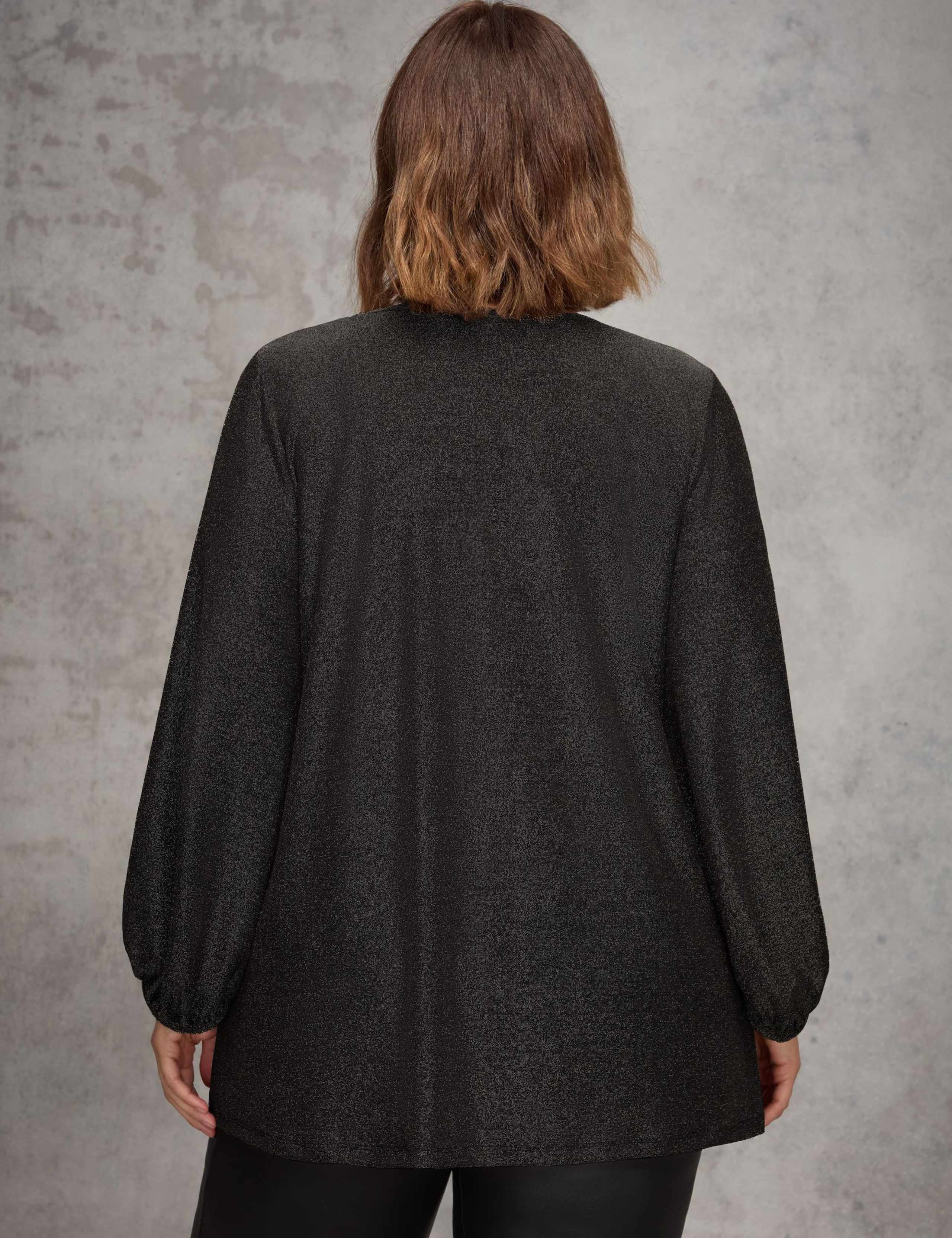 Jersey Sparkly V-Neck Blouson Sleeve Tunic 2 of 3