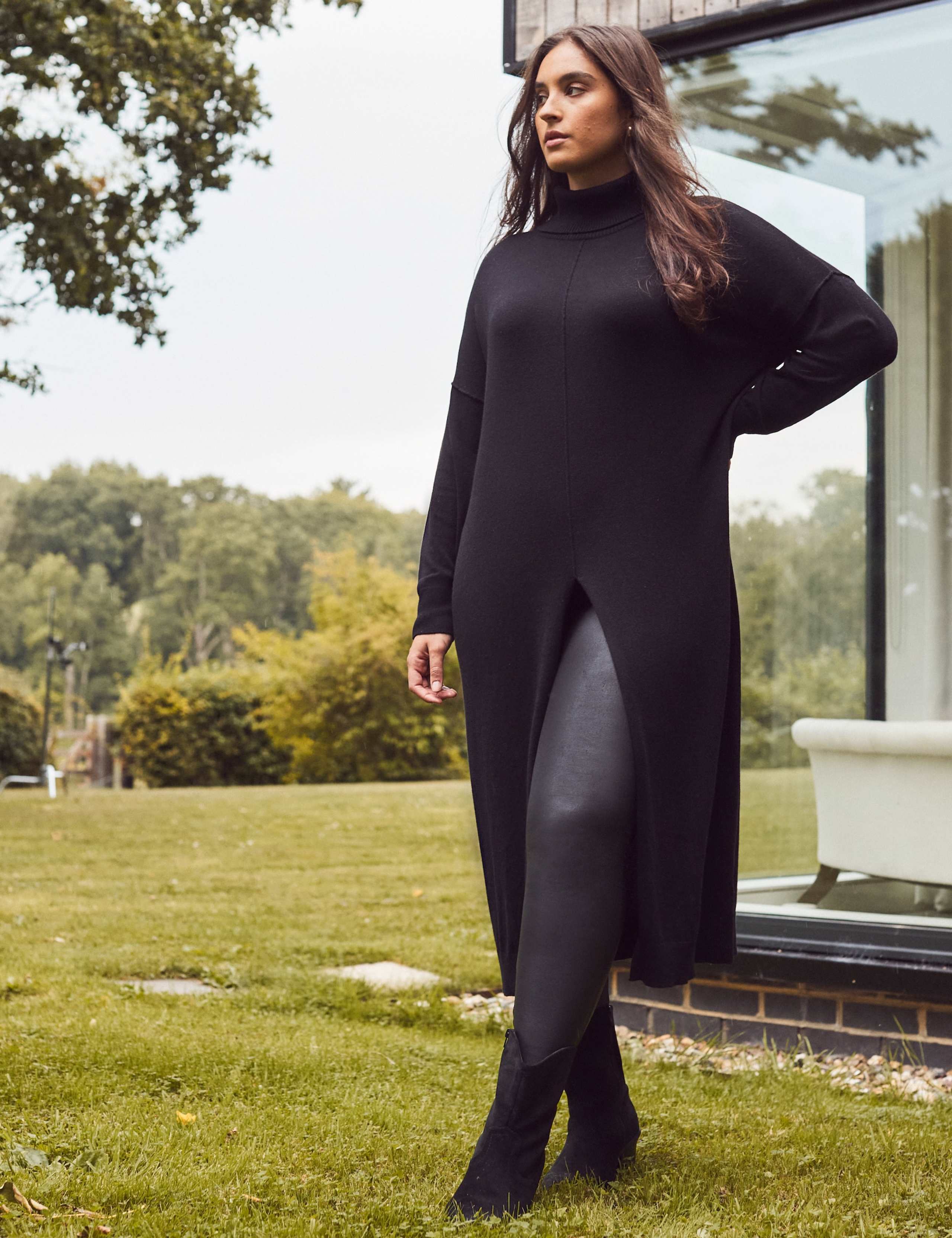 Cotton Blend Roll Neck Tunic with Cashmere 2 of 2