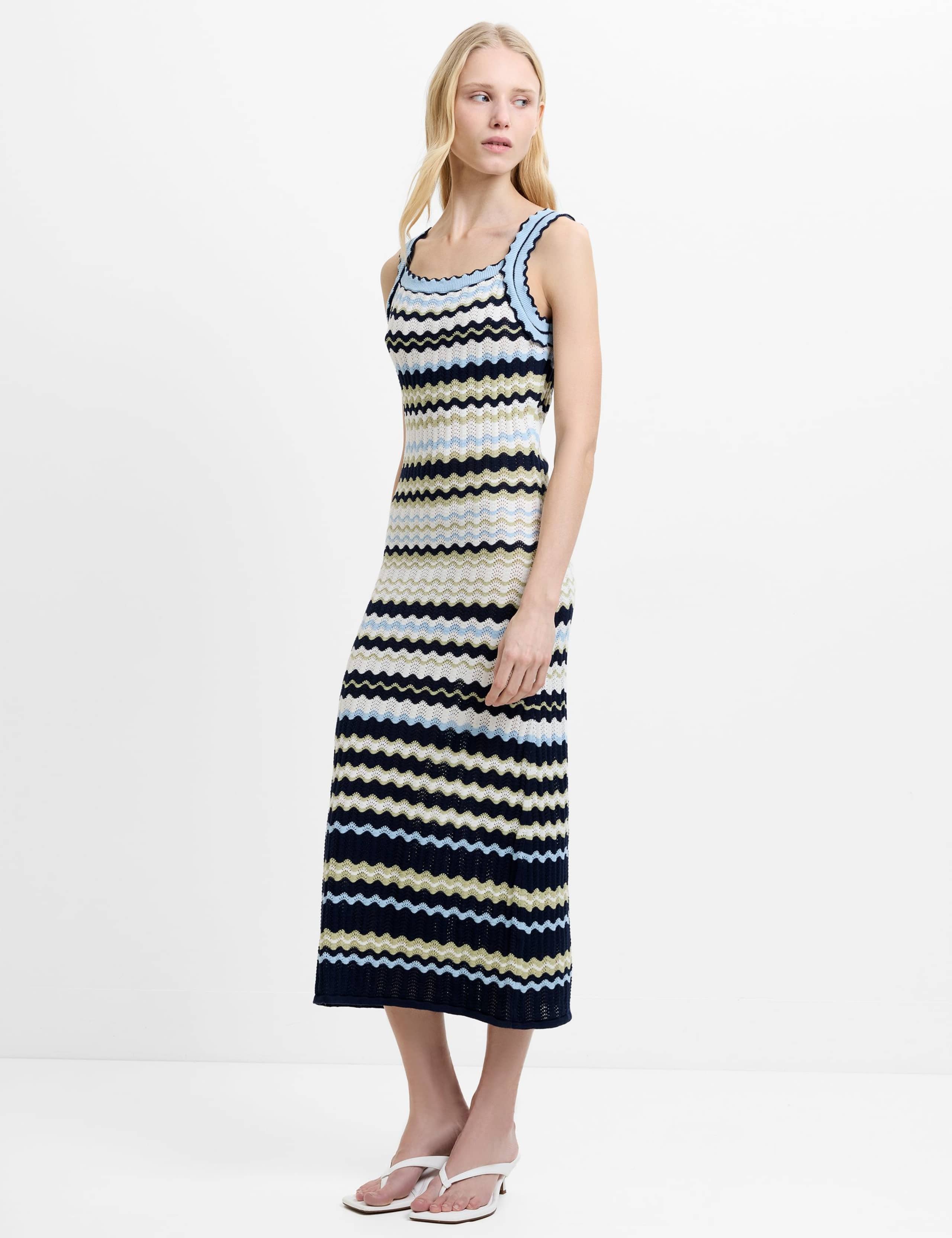 Pure Cotton Knitted Striped Midi Dress 3 of 5