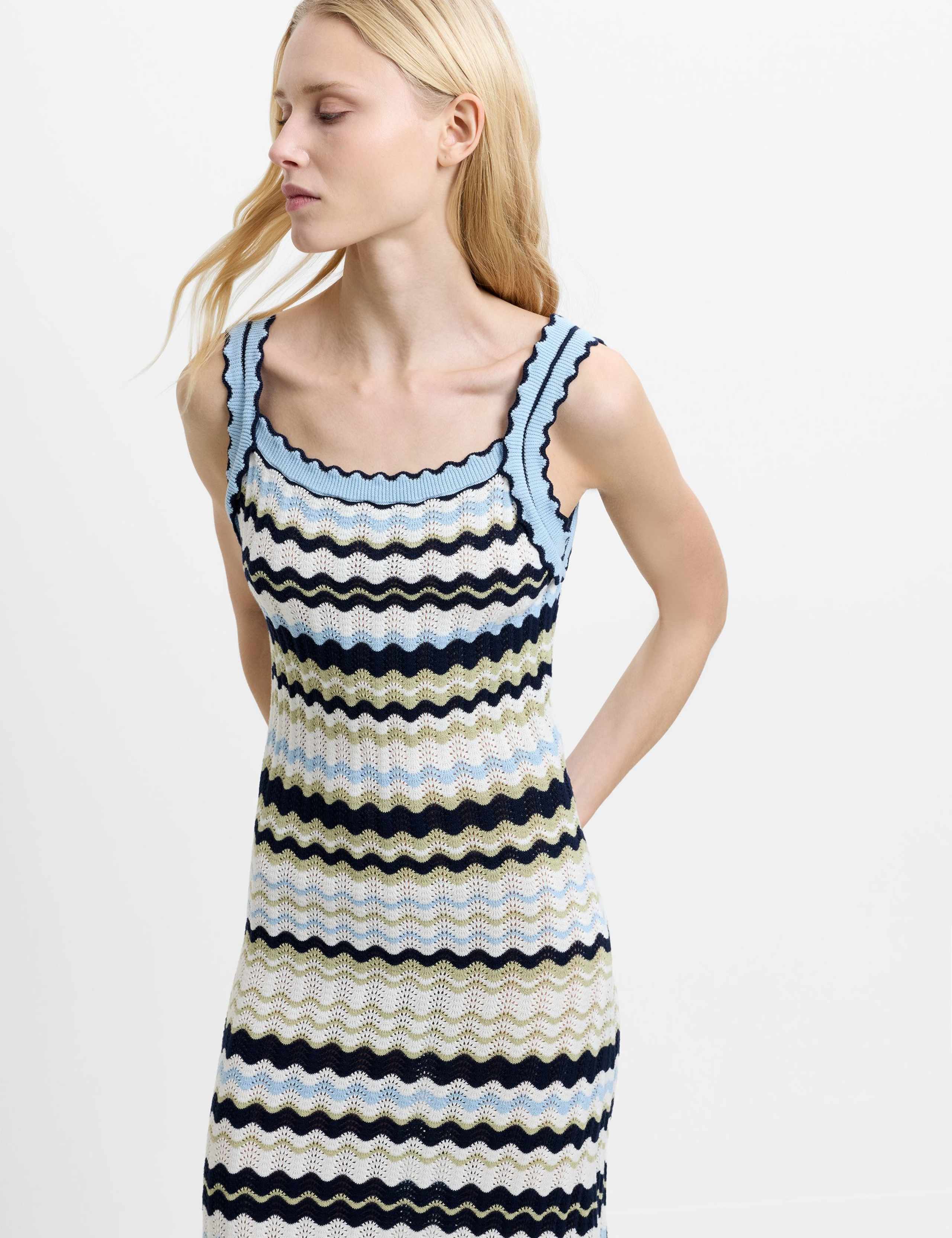 Pure Cotton Knitted Striped Midi Dress 5 of 5