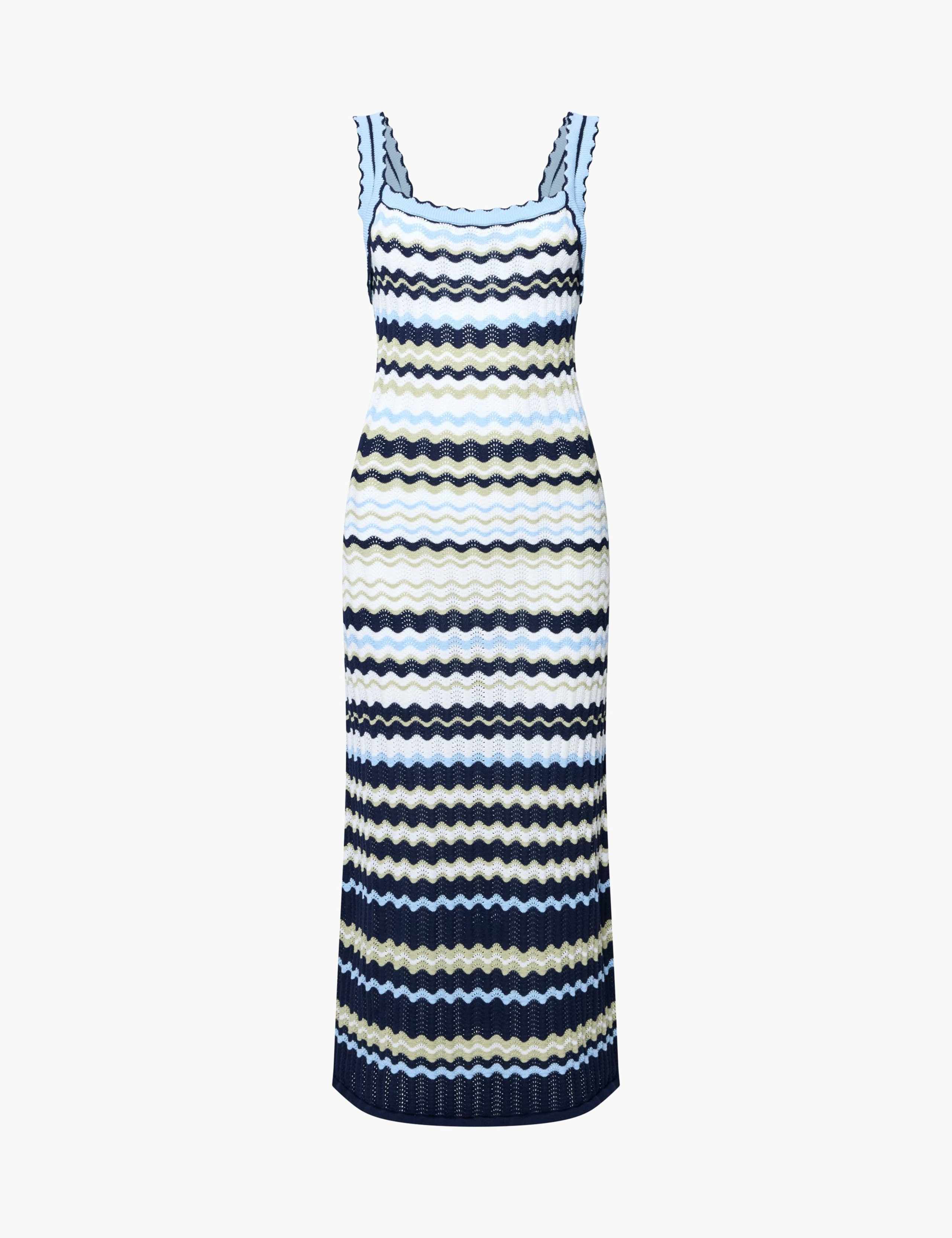Pure Cotton Knitted Striped Midi Dress 2 of 5