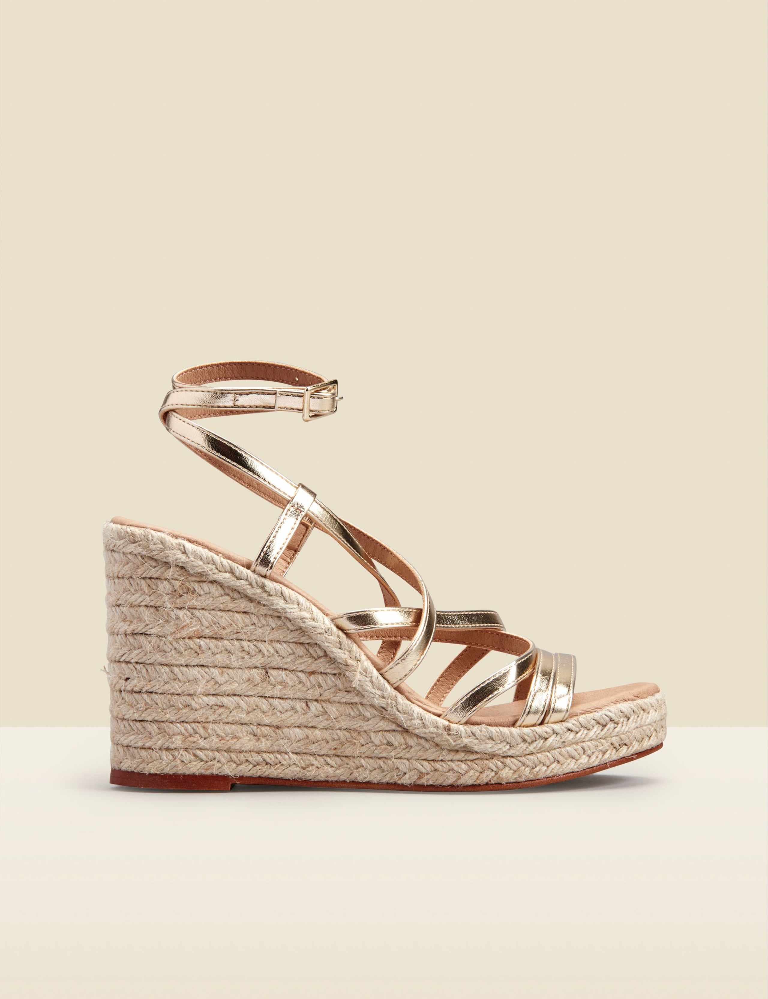 Leather Metallic Strappy Wedge Espadrilles 2 of 5