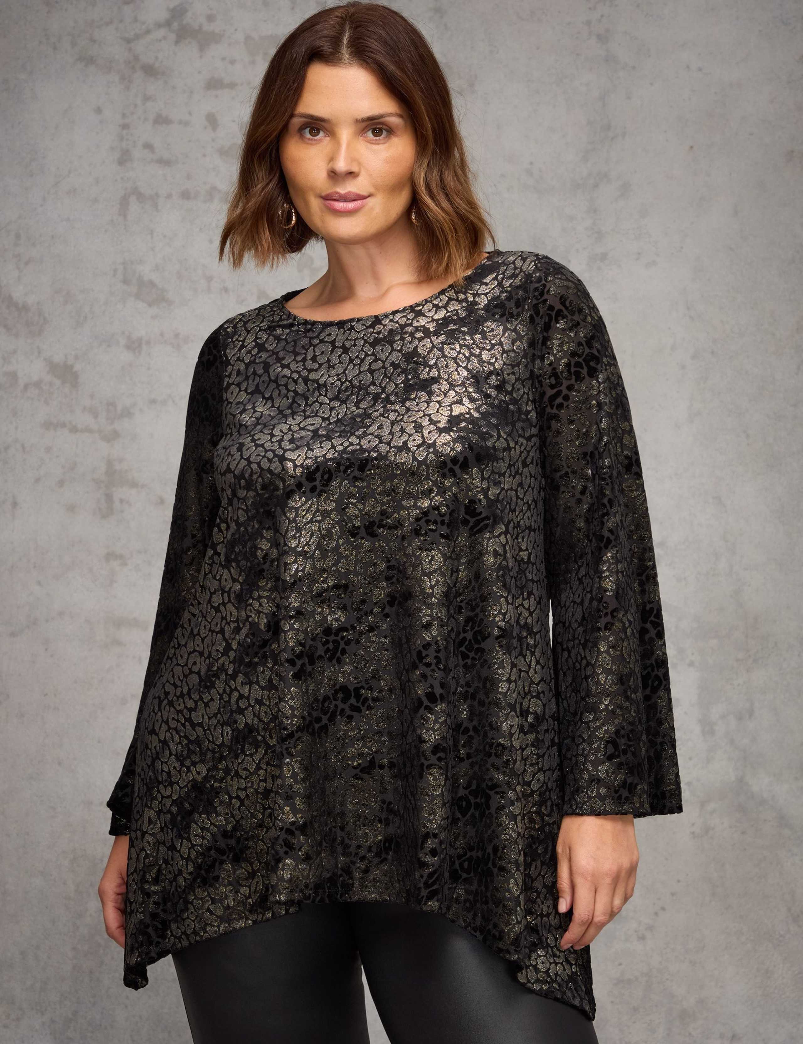 Jacquard Burnout Hanky Hem Tunic 1 of 4
