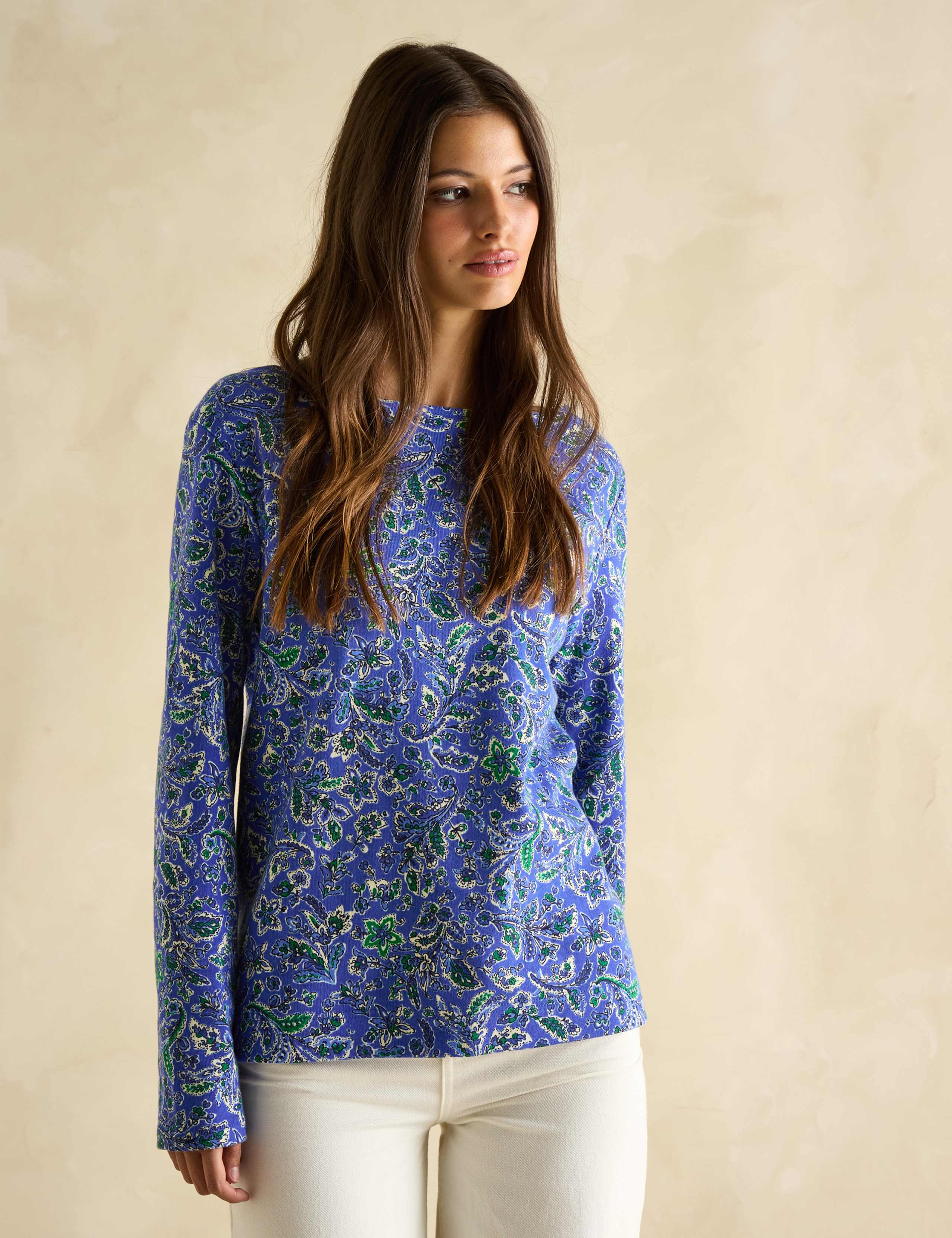 Pure Cotton Printed Slash Neck Top 1 of 7