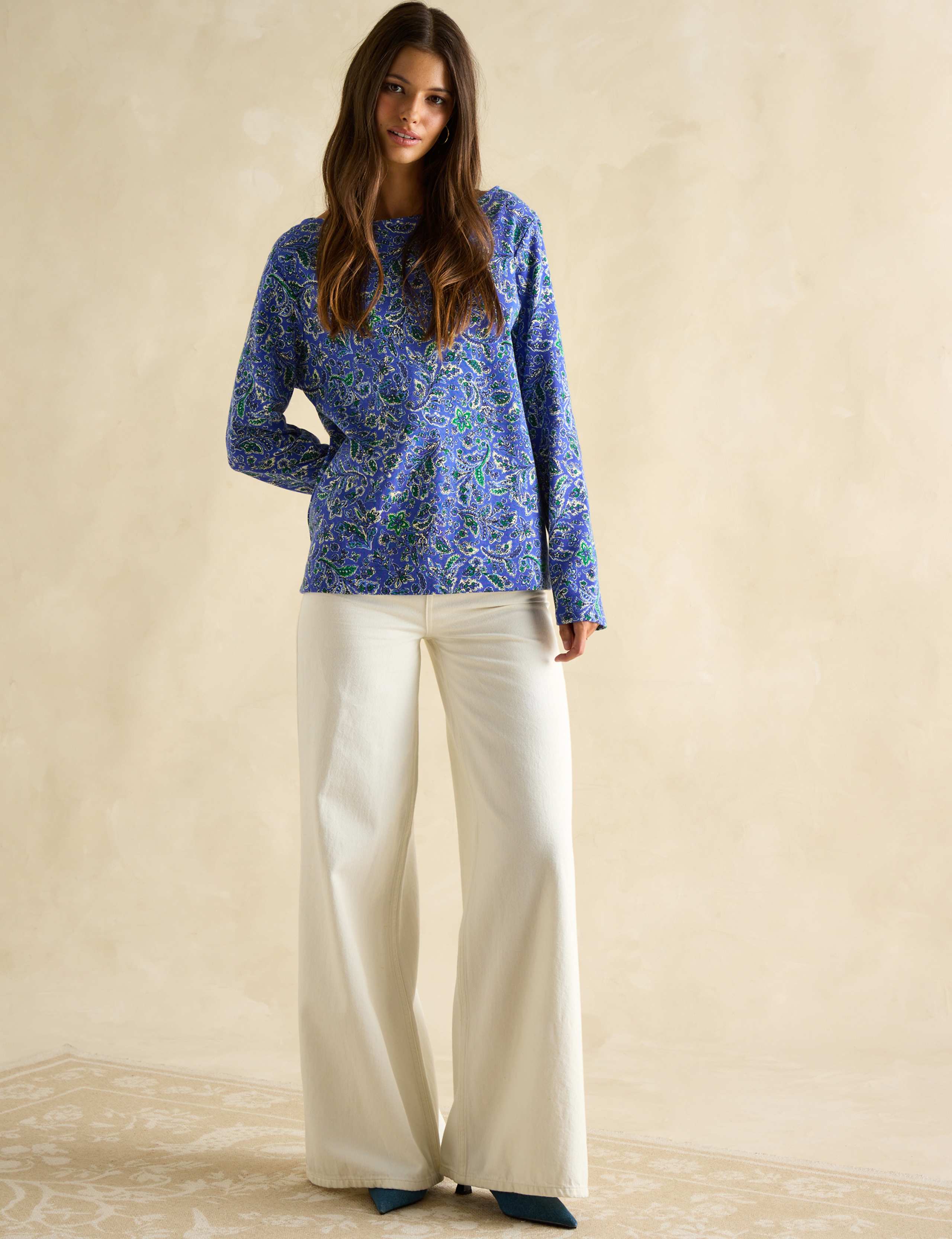 Pure Cotton Printed Slash Neck Top 4 of 7