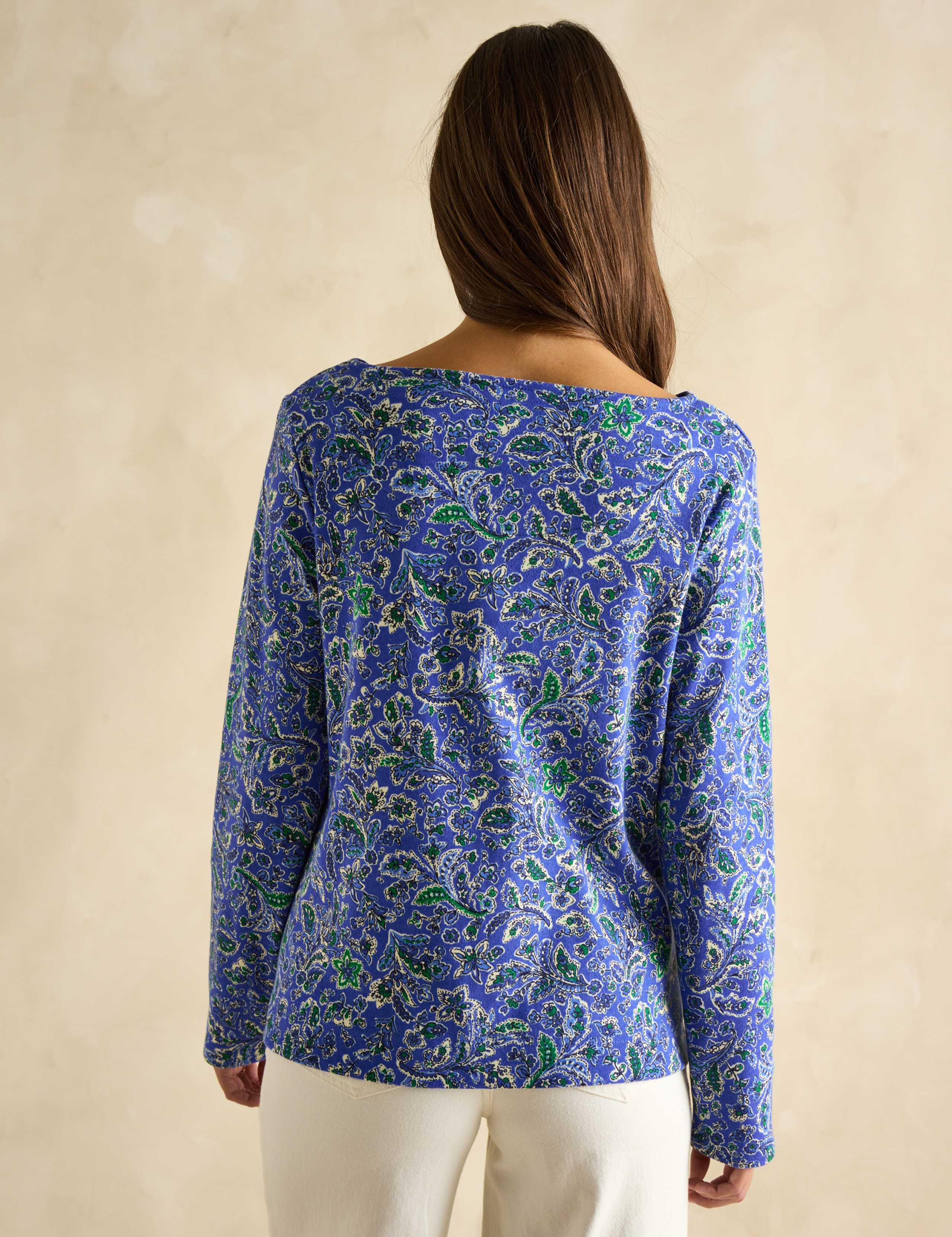 Pure Cotton Printed Slash Neck Top 5 of 7
