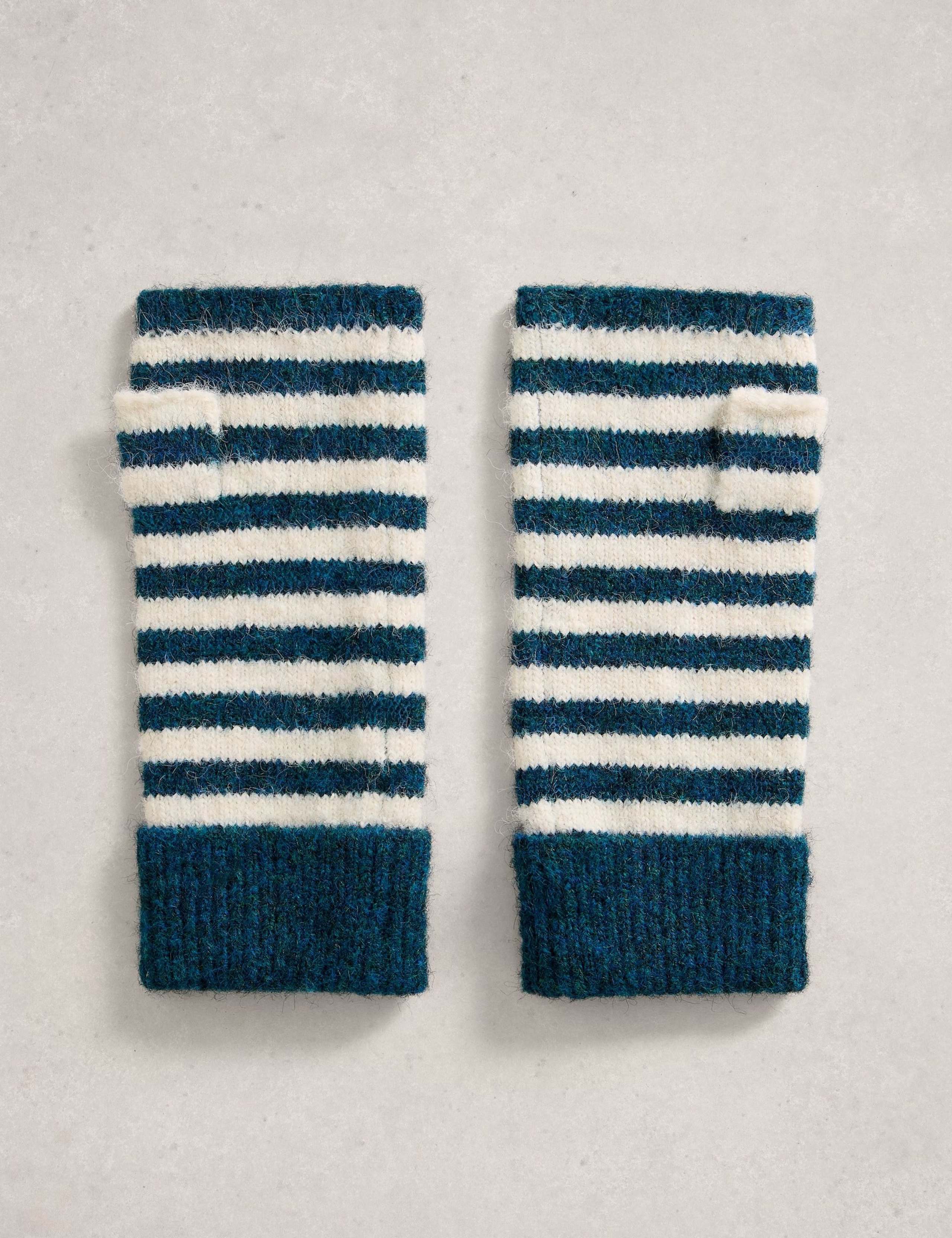 Knitted Striped Fingerless Gloves 1 of 3