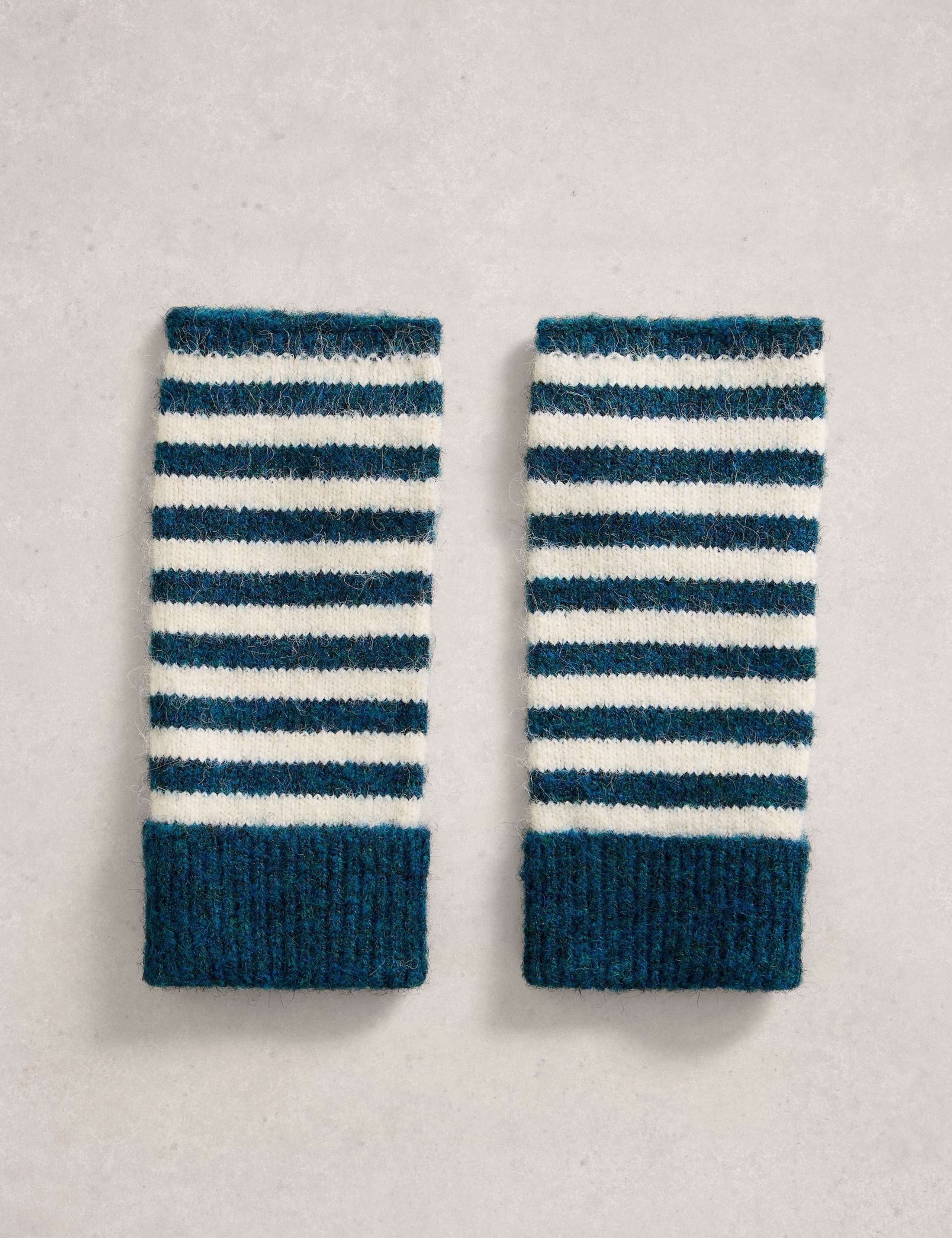 Knitted Striped Fingerless Gloves 3 of 3