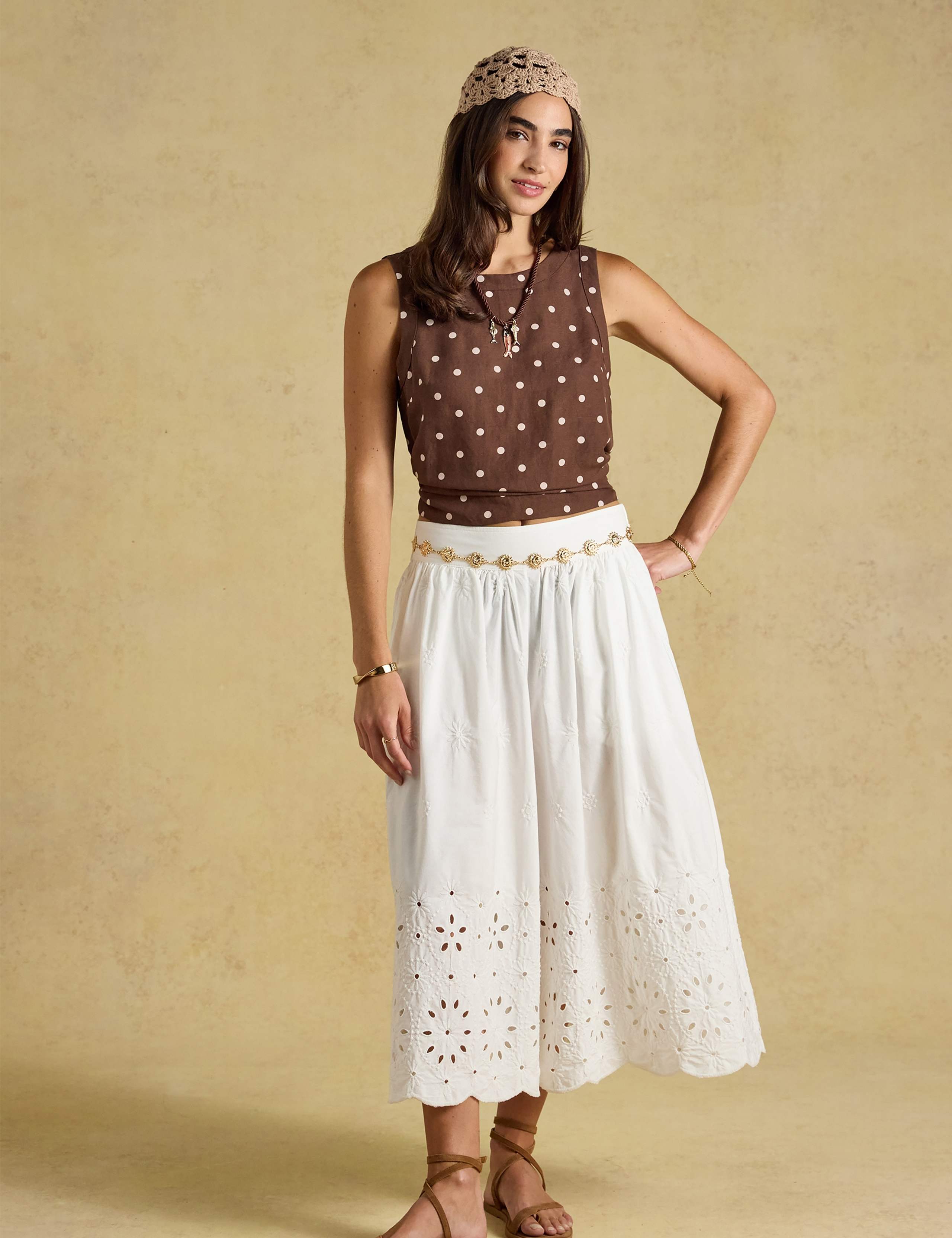 Linen Blend Round Neck Sleeveless Top 5 of 9