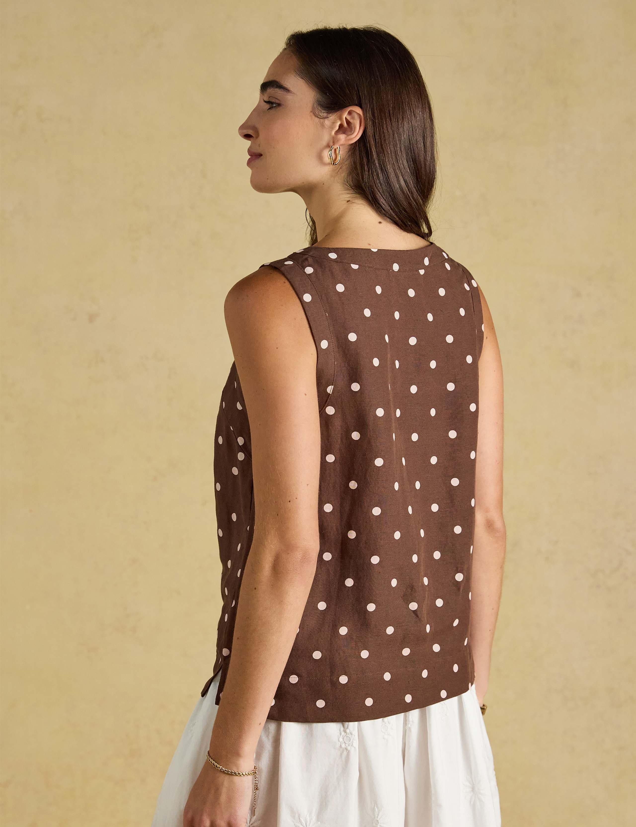 Linen Blend Round Neck Sleeveless Top 9 of 9
