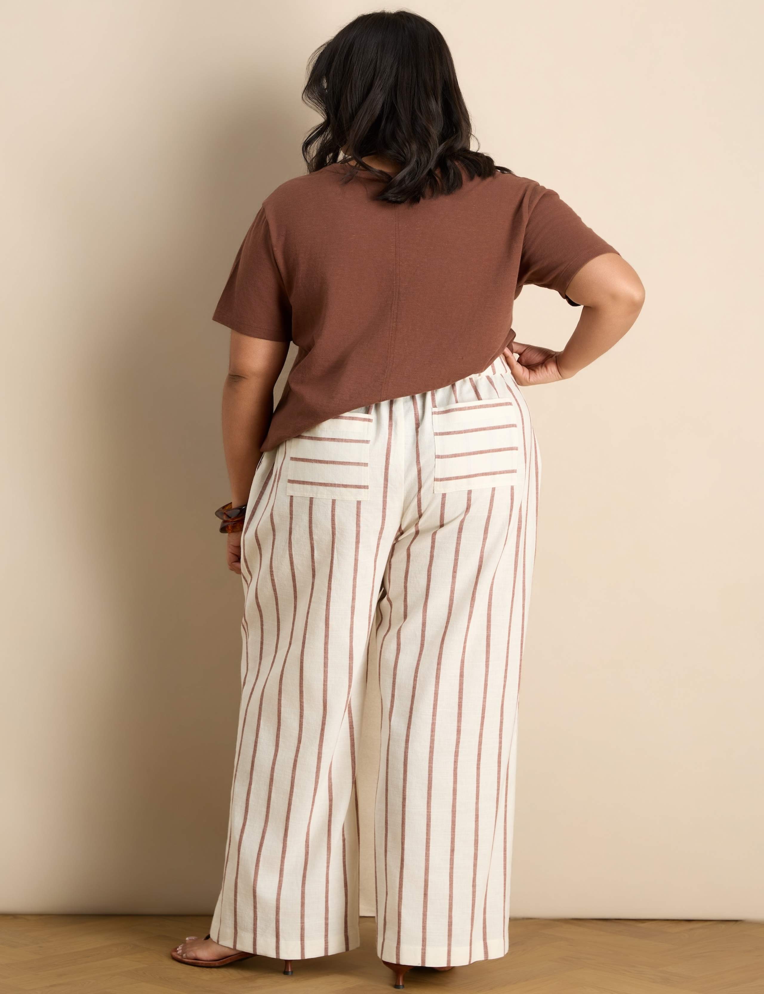 Cotton Rich Striped Wide Leg Trousers 5 of 6