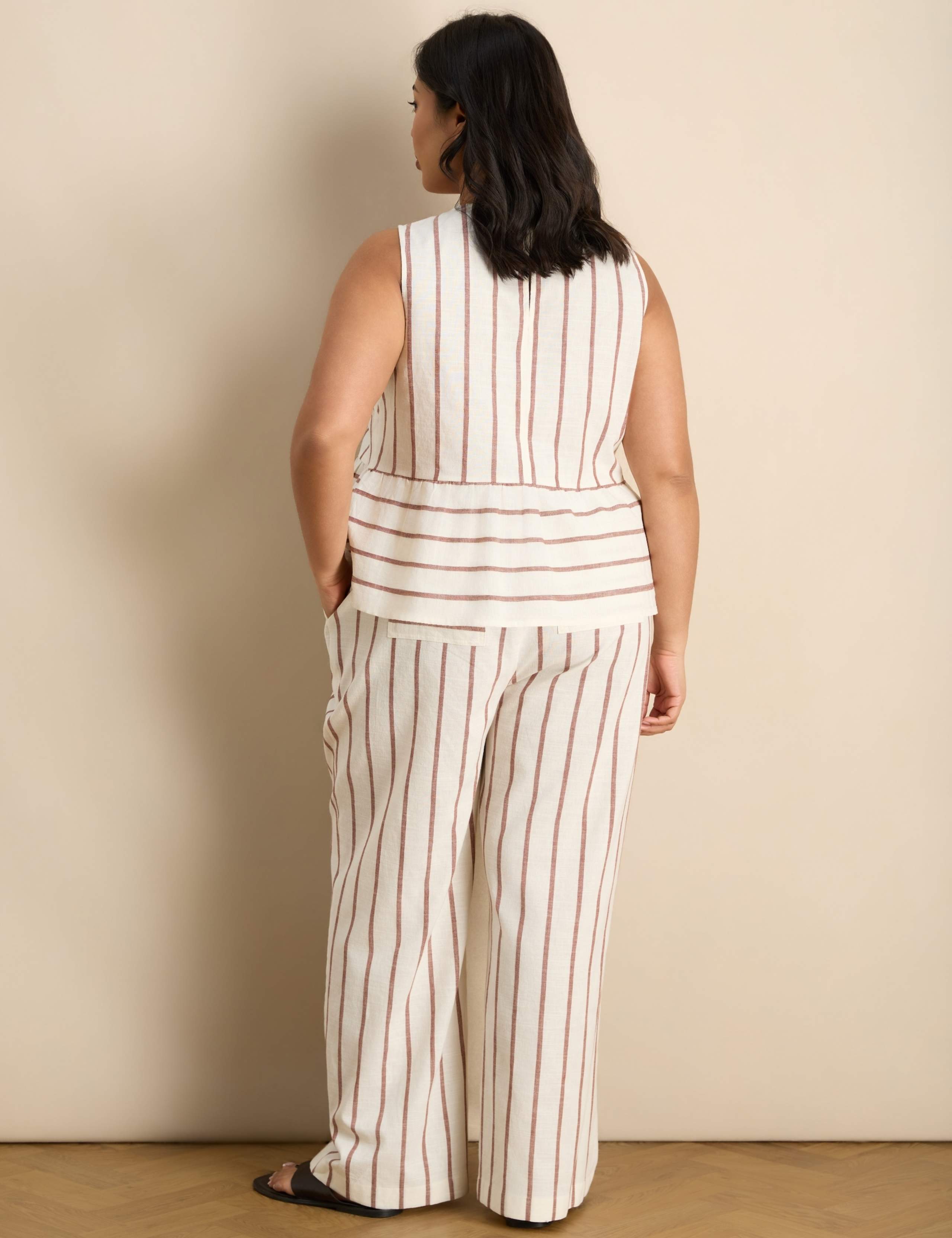 Cotton Rich Striped Wide Leg Trousers 6 of 6