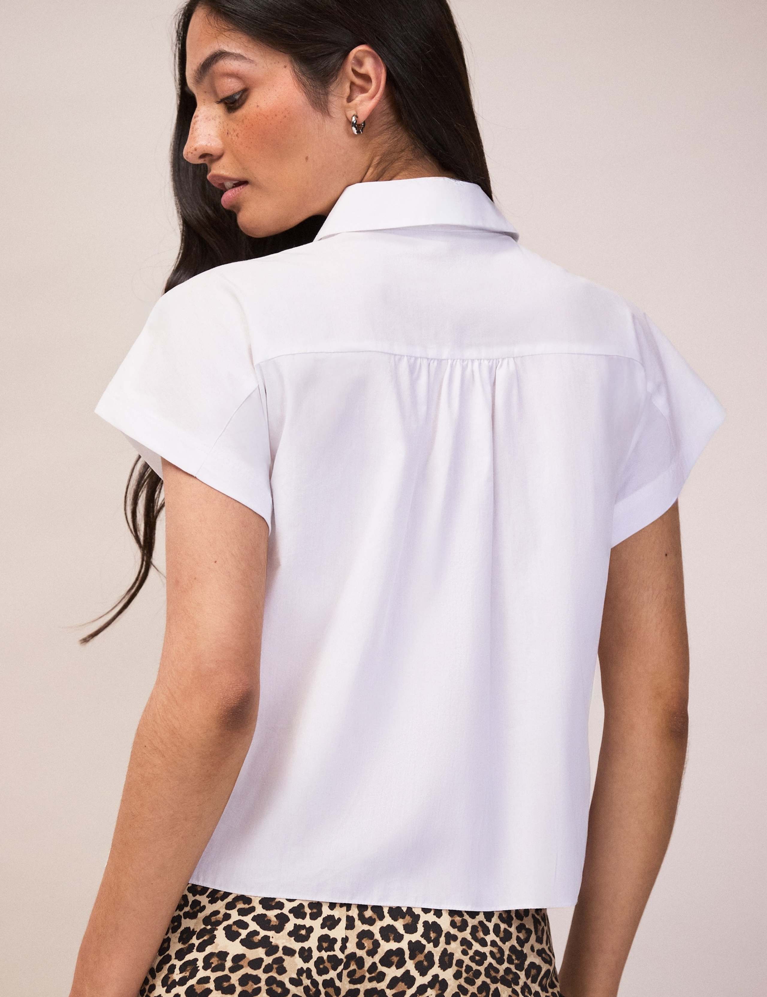 Poplin Gathered Relaxed Cap Sleeve Shirt 2 of 4