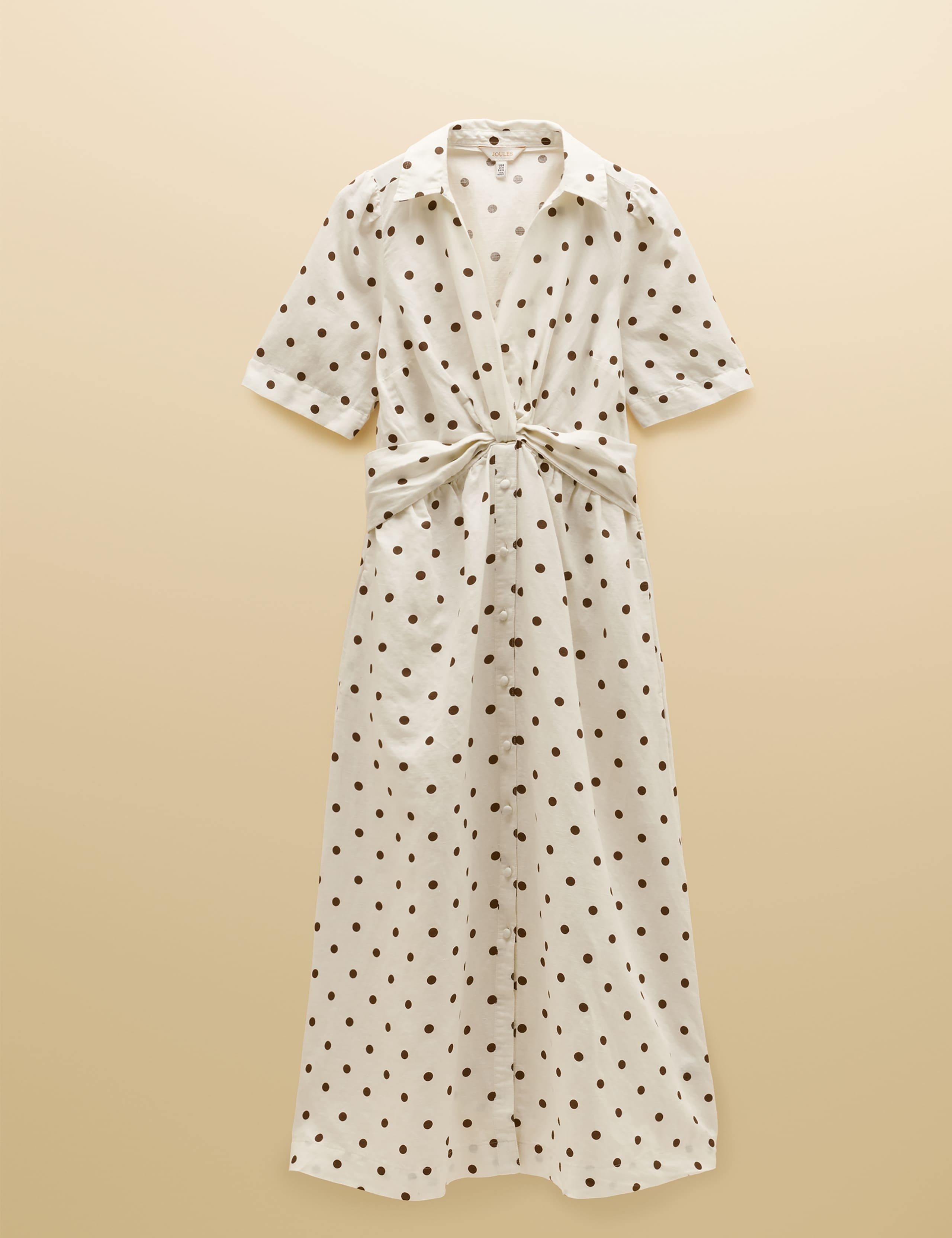 Linen Cotton Blend Polka Dot Midi Dress 2 of 7