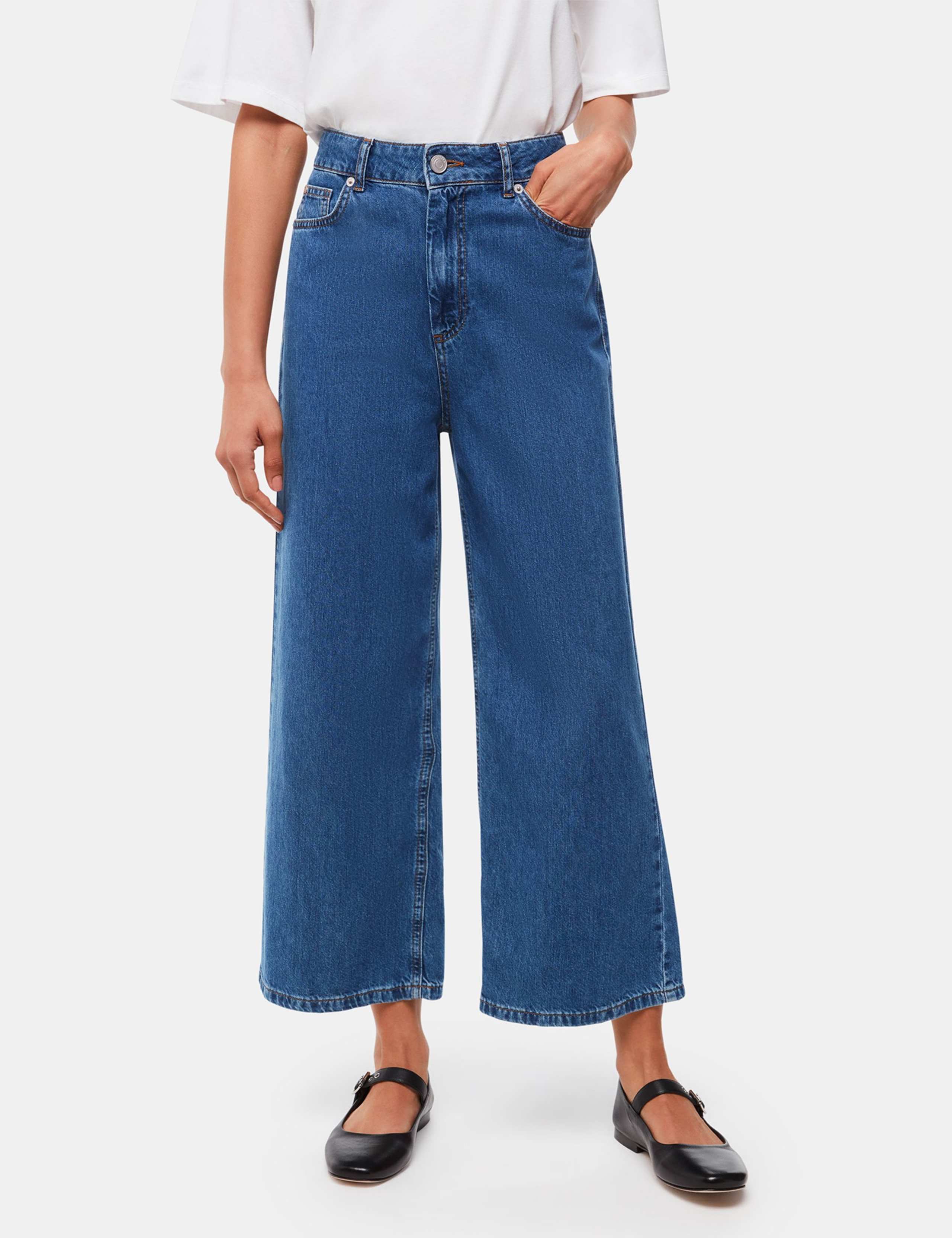 High Waisted Wide Leg Cropped Jeans 3 of 4