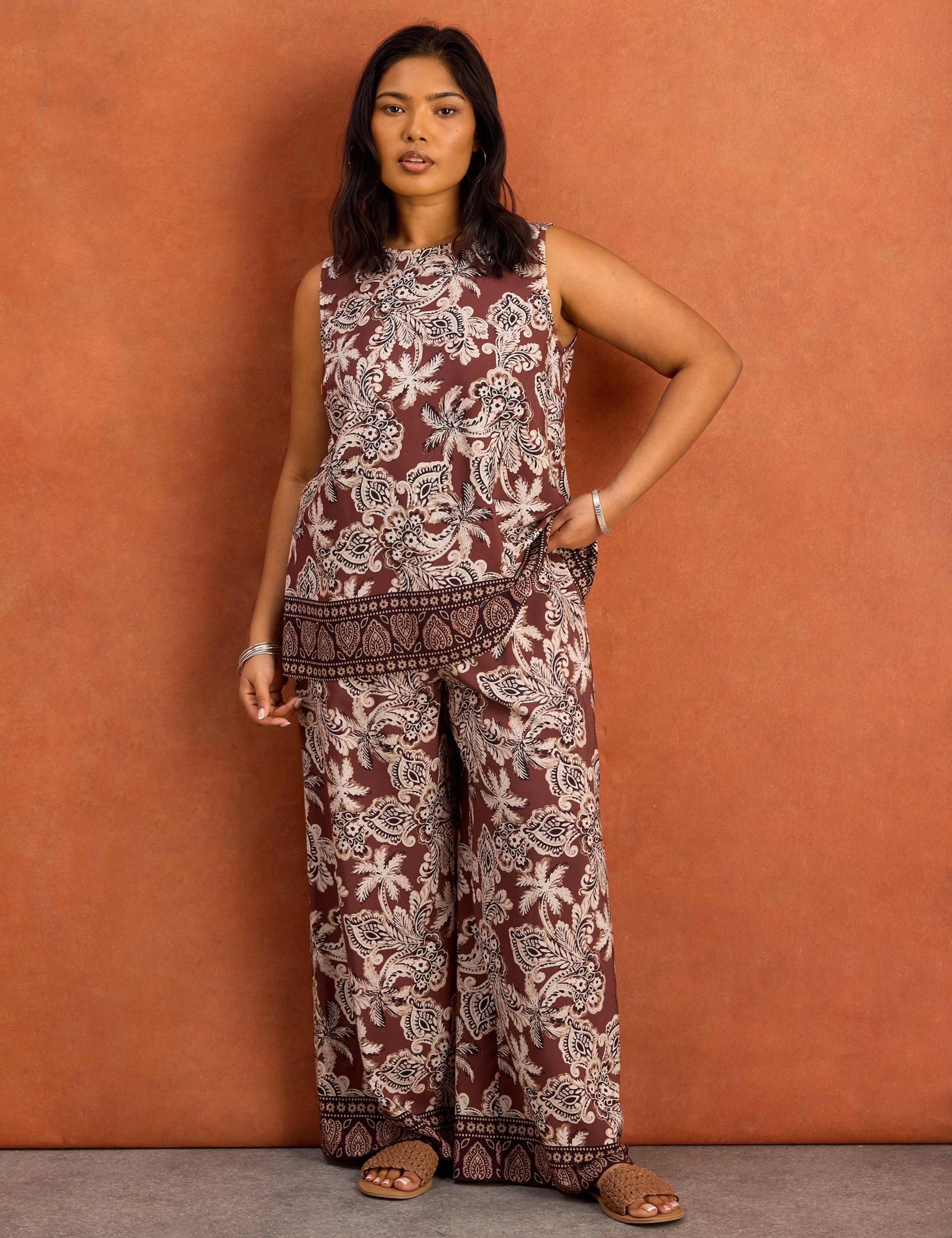 Printed Wide Leg Trousers 1 of 3