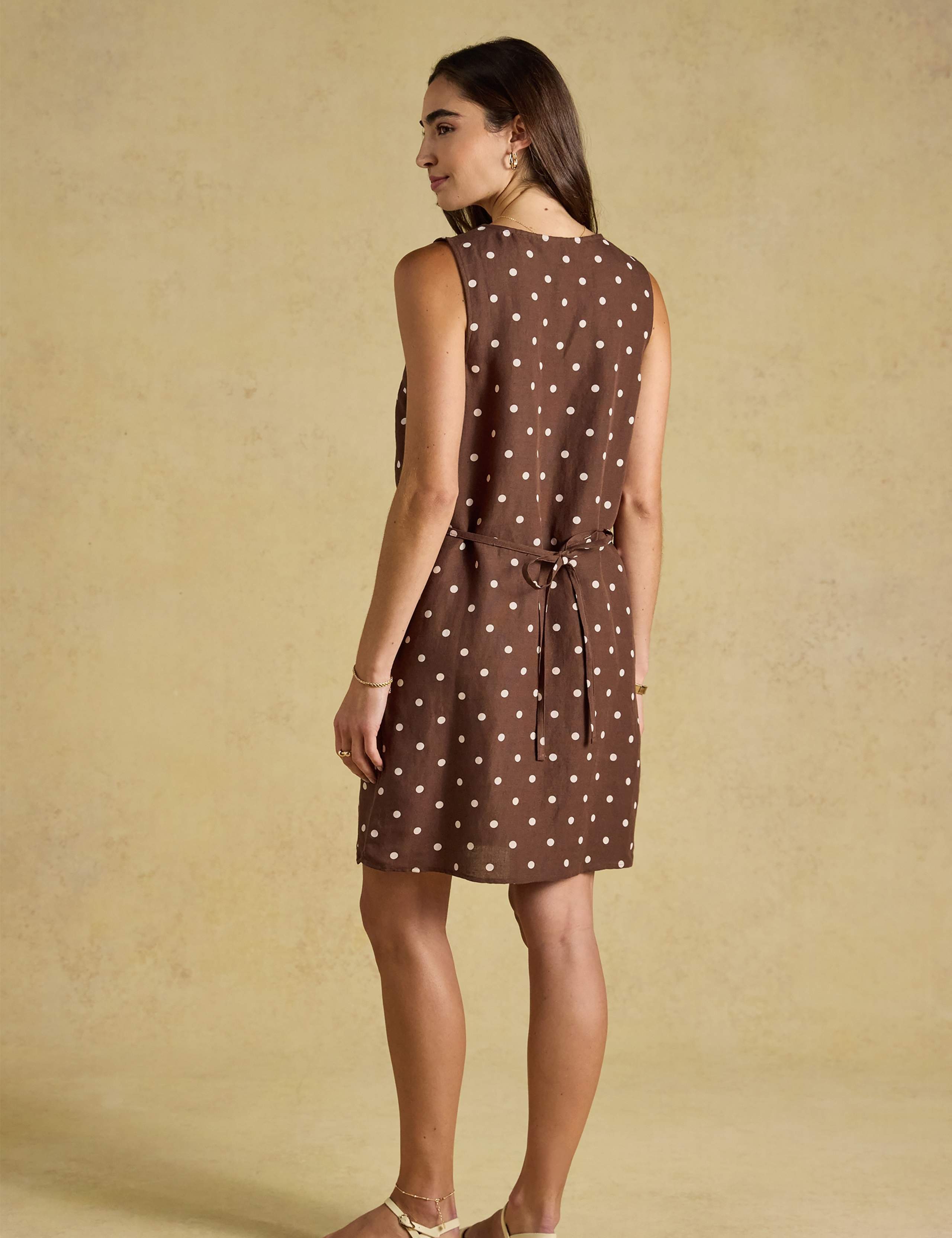 Linen Blend Polka Dot Mini Shift Dress 4 of 7