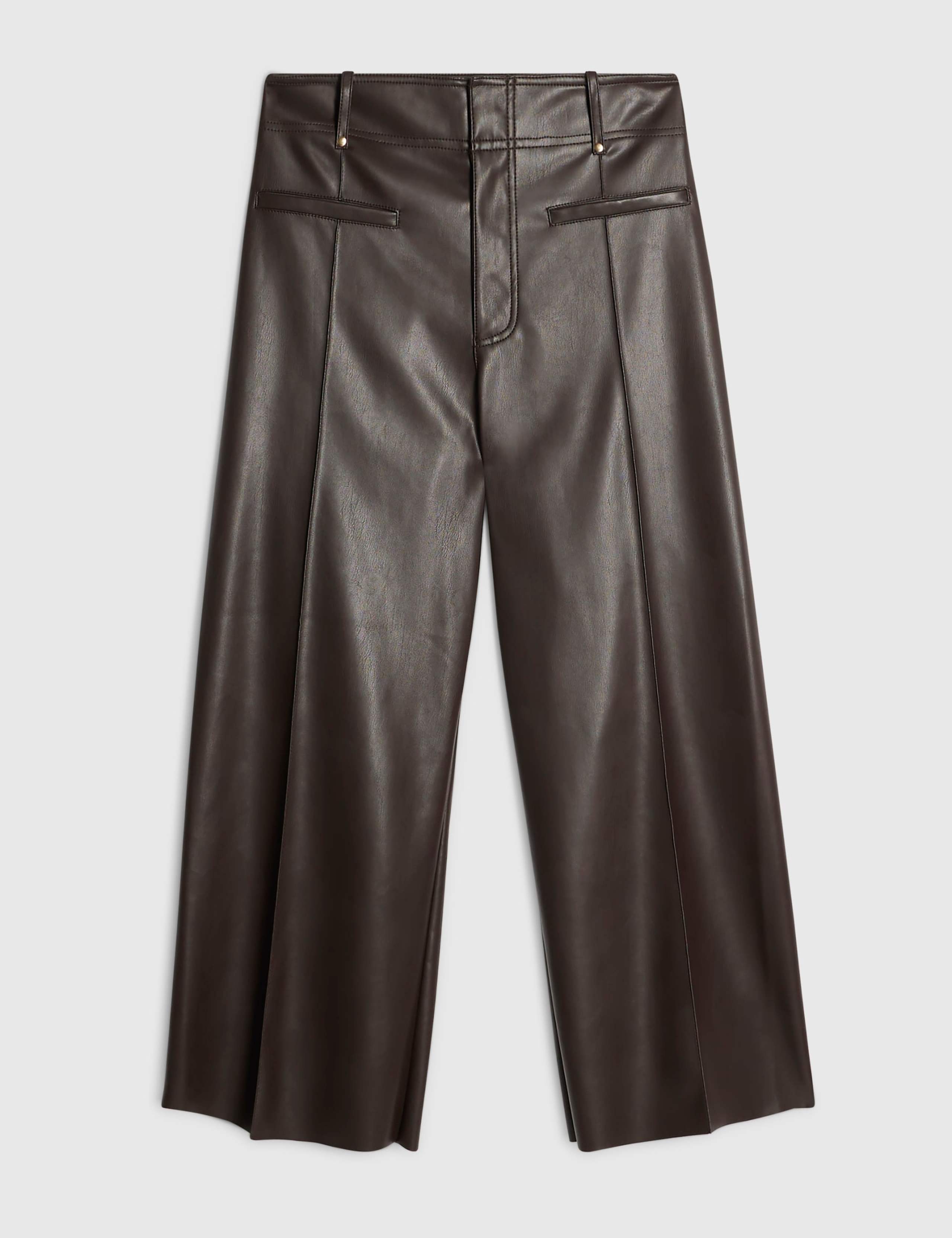 Leather Look Slim Fit Cropped Trousers 3 of 6