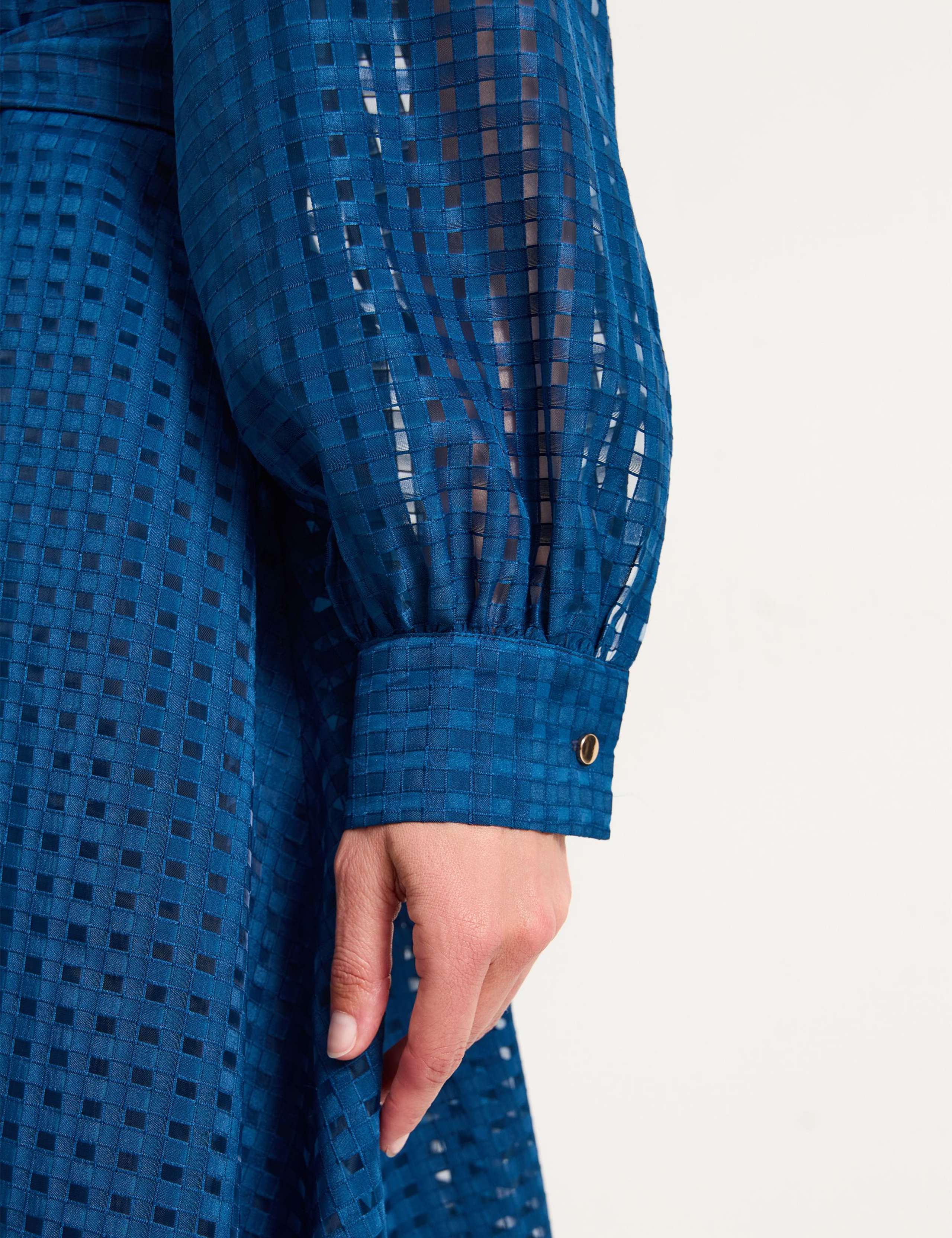 Textured Tie Waist Midi Shirt Dress 6 of 7