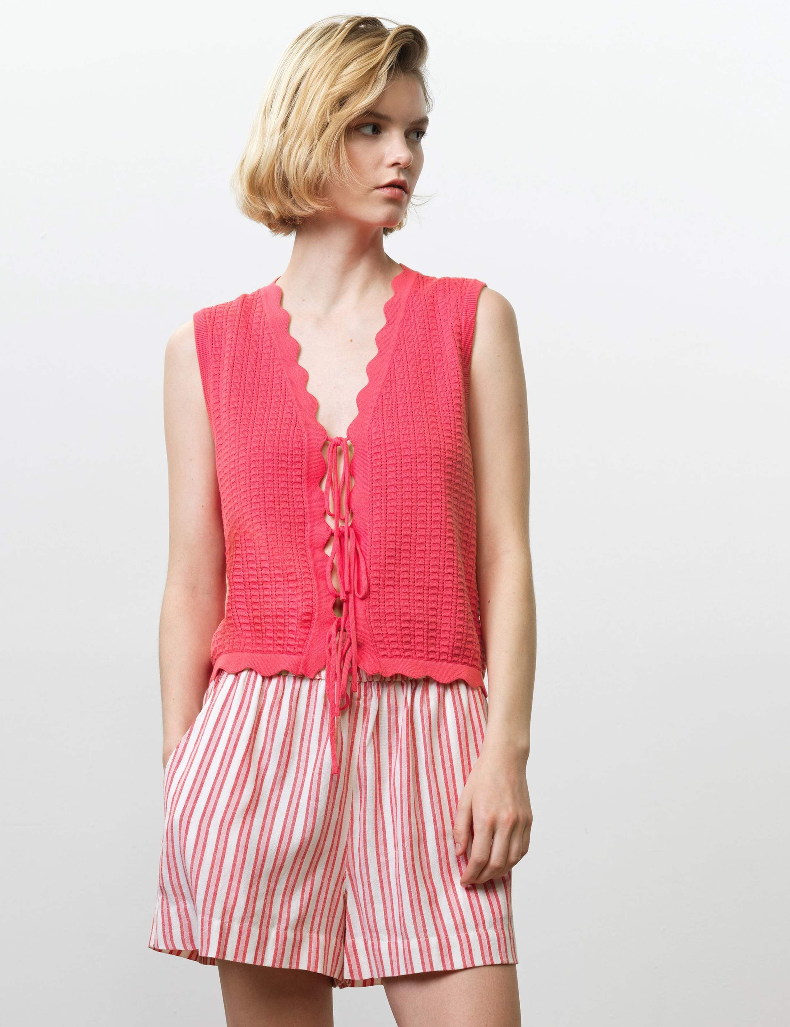 Pure Cotton Textured Knitted Vest 1 of 6