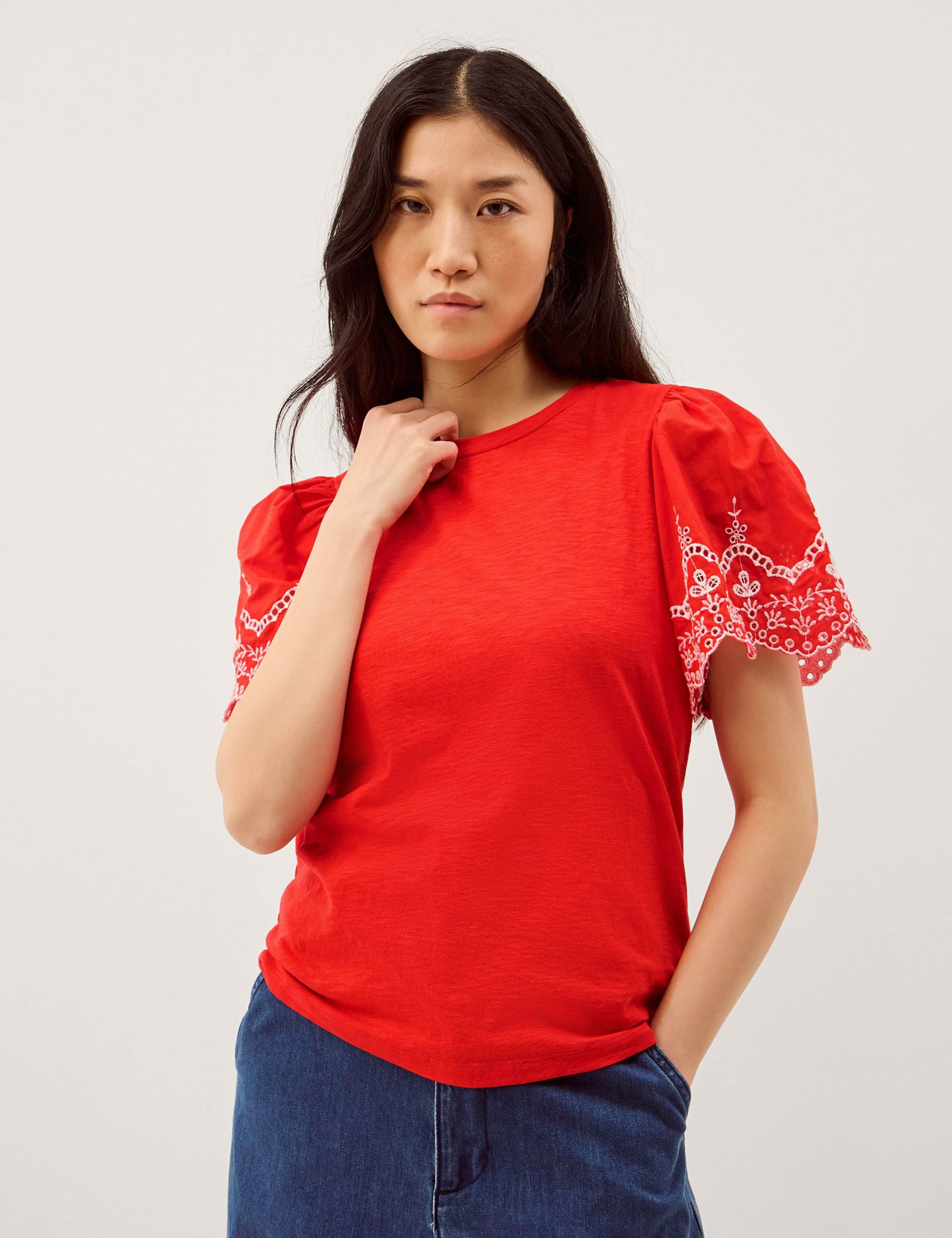 Pure Cotton Broderie T-Shirt 1 of 5