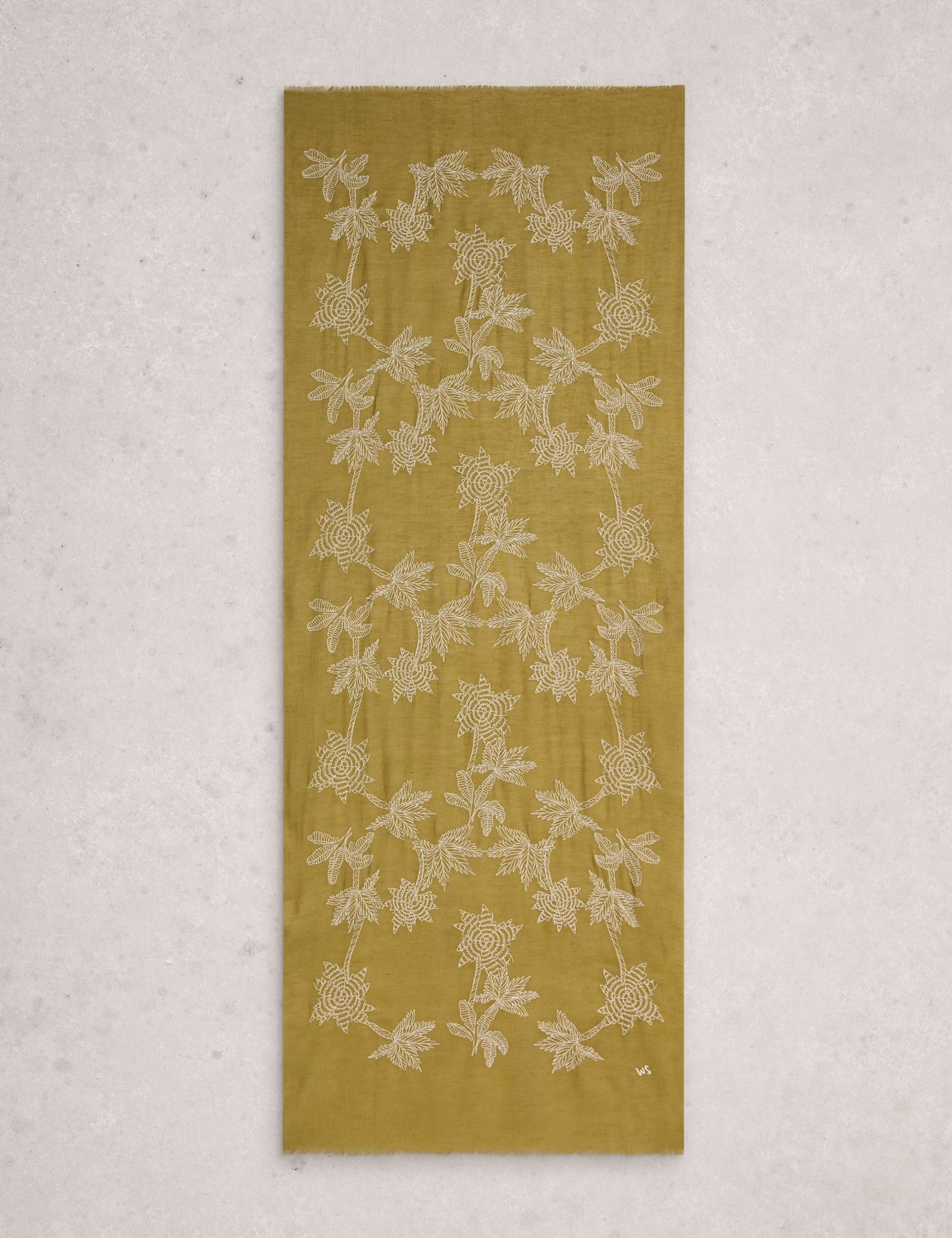 Cotton Blend Embroidered Scarf 2 of 3
