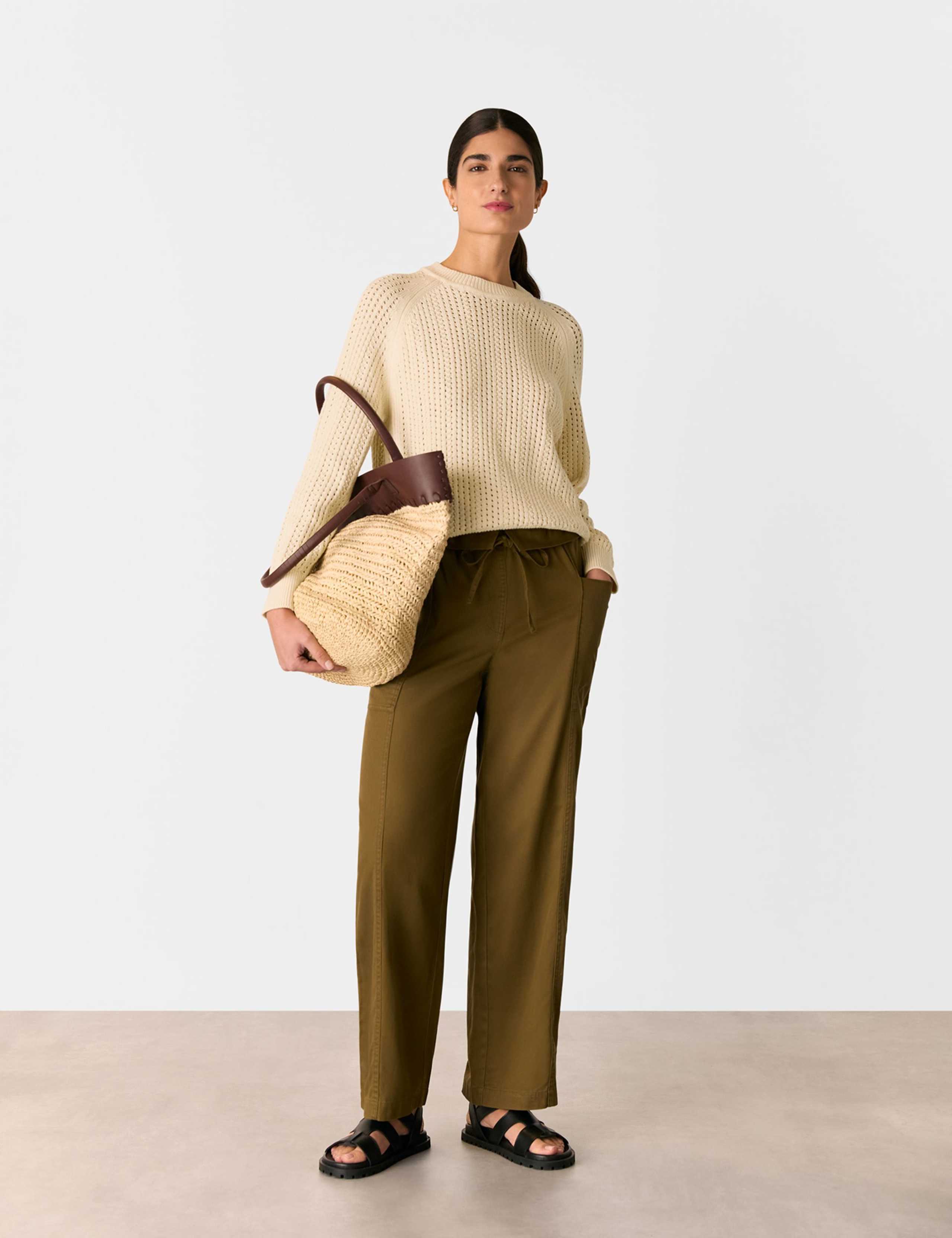 Pure Cotton Pointelle Crew Neck Jumper 3 of 4